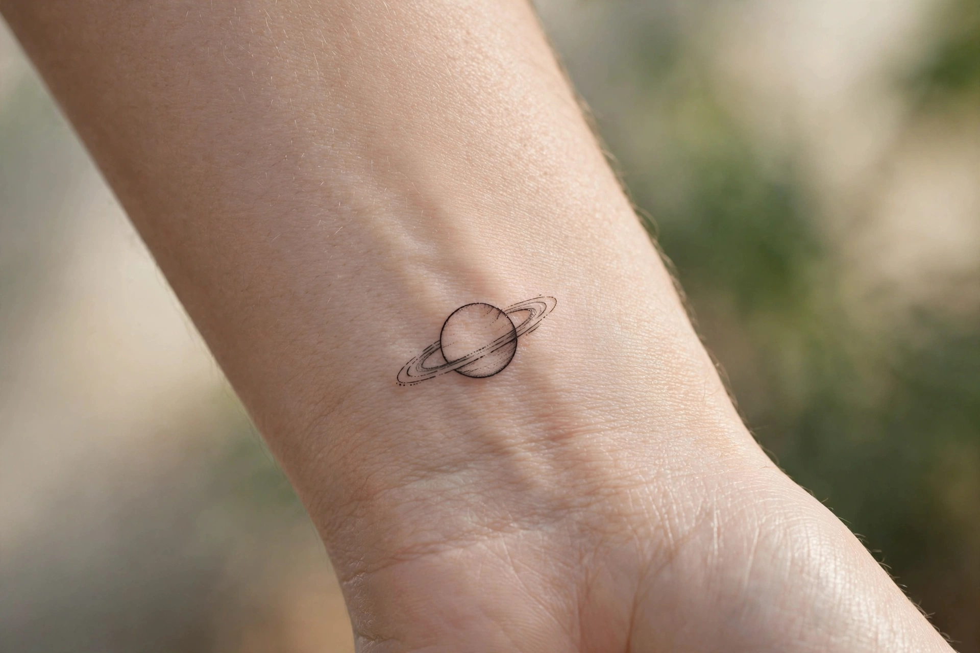 Saturn planet aesthetic tattoo idea on the ankle