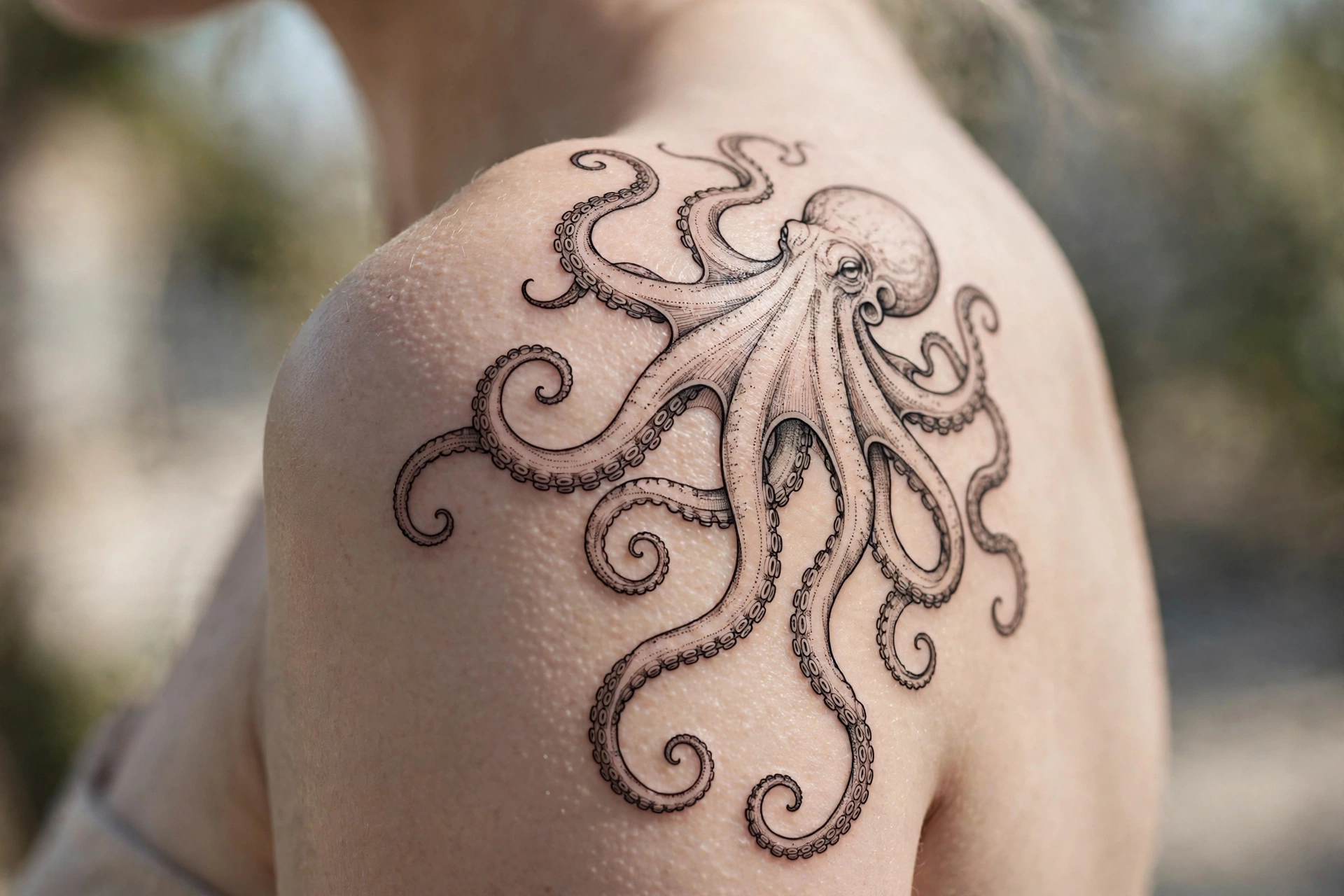 Octopus tentacles wrapping around a forearm tattoo