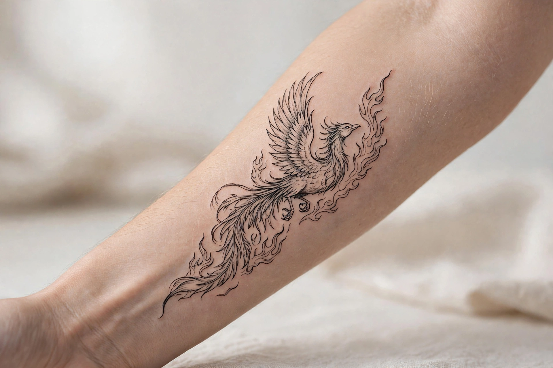 Dreamcatcher with feathers tattoo on a woman's upper arm