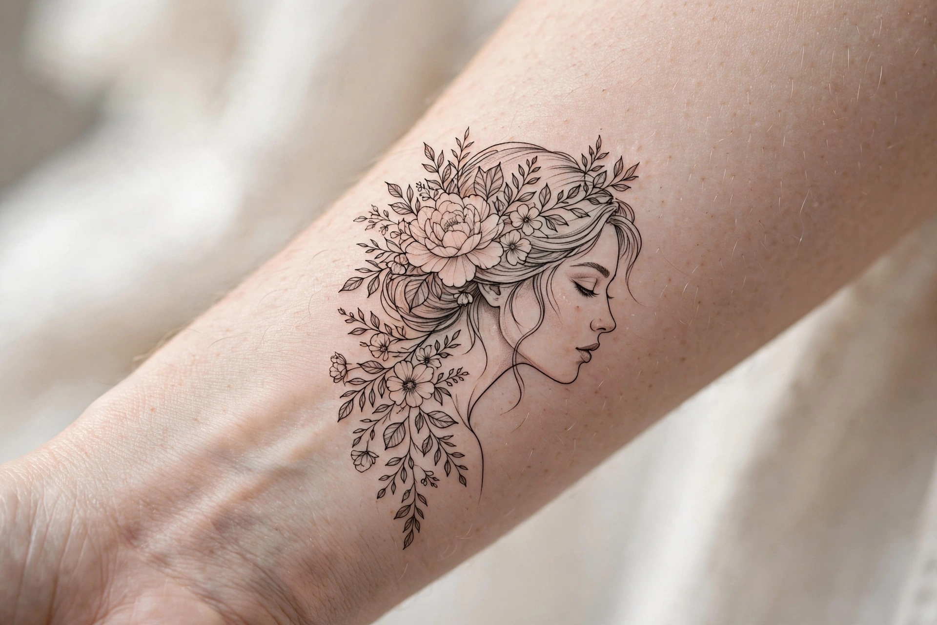 Delicate vine wrapping twice around a woman's wrist tattoo