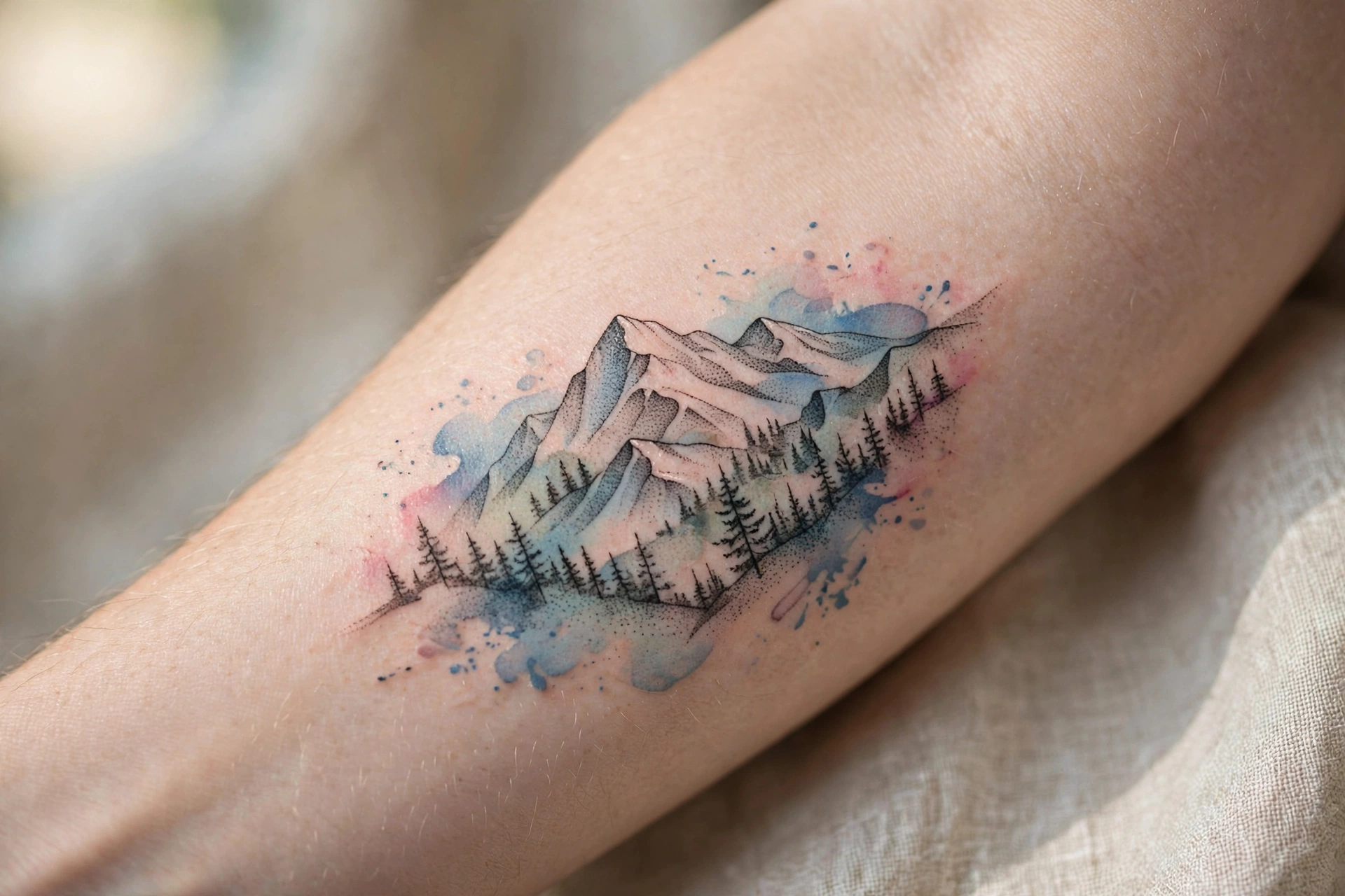 Ornamental elephant head tattoo on a woman's forearm