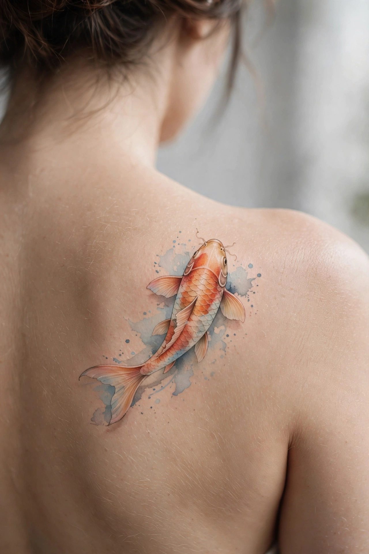 Delicate jasmine vine tattoo running down a woman's spine