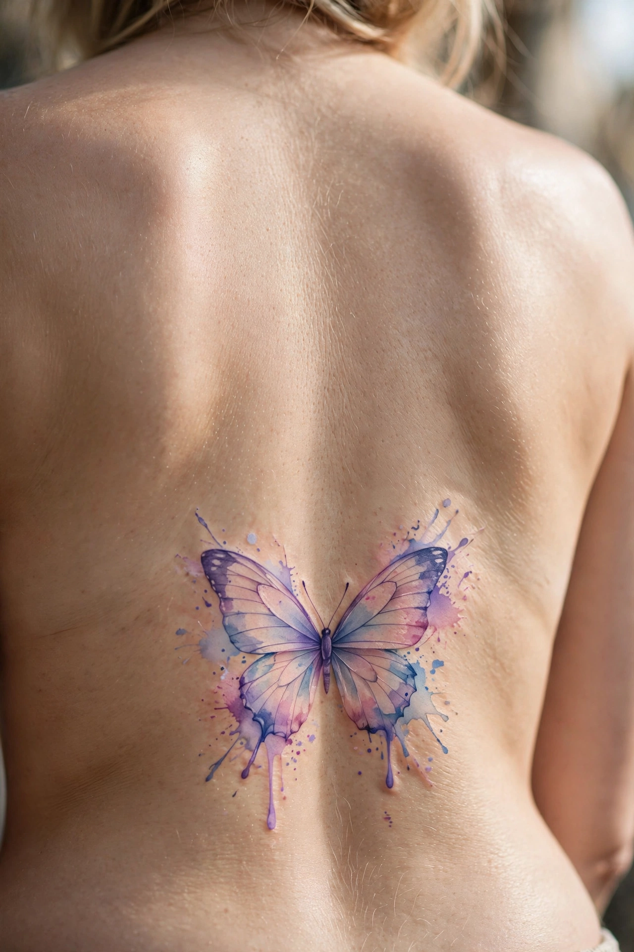 Zodiac constellation tattoo on a woman's shoulder blade