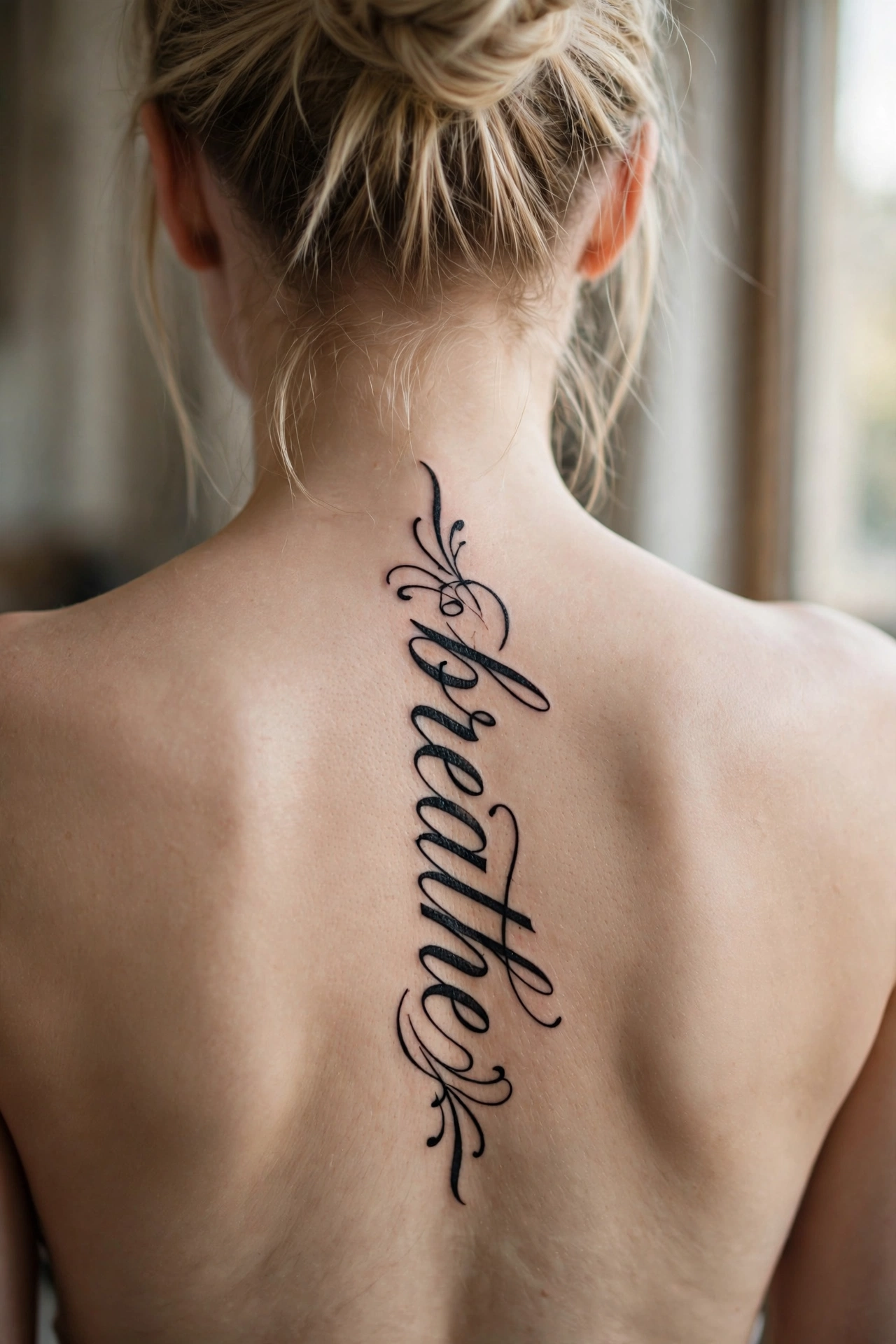 Intricate Victorian lace pattern tattoo on a woman's full back