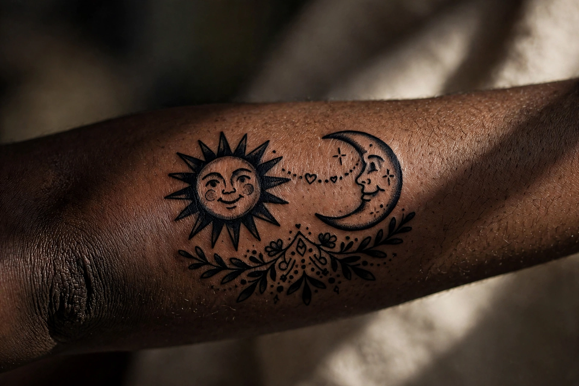 Sun and moon best friend tattoo for close friends