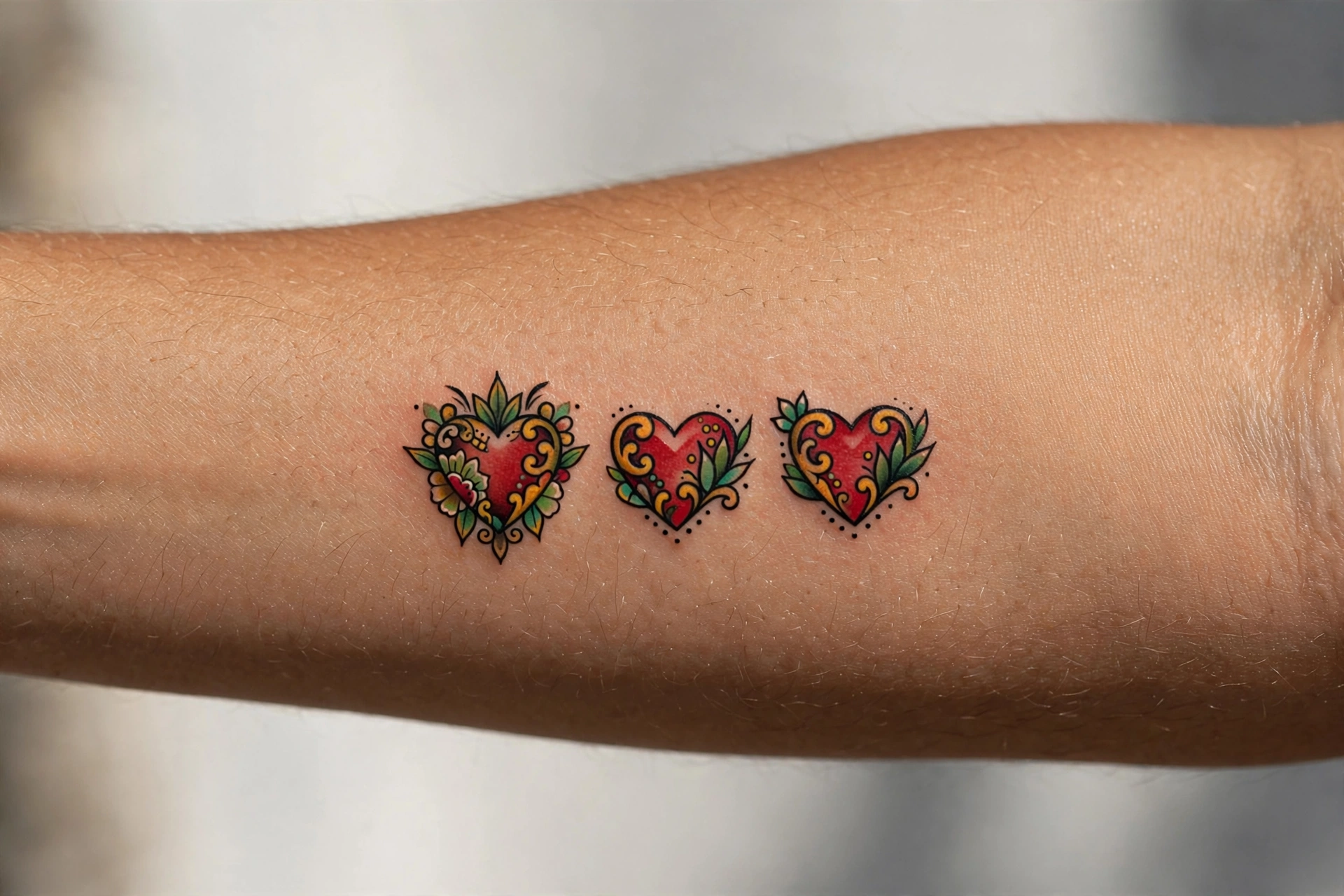 Matching tiny heart tattoos for best friends