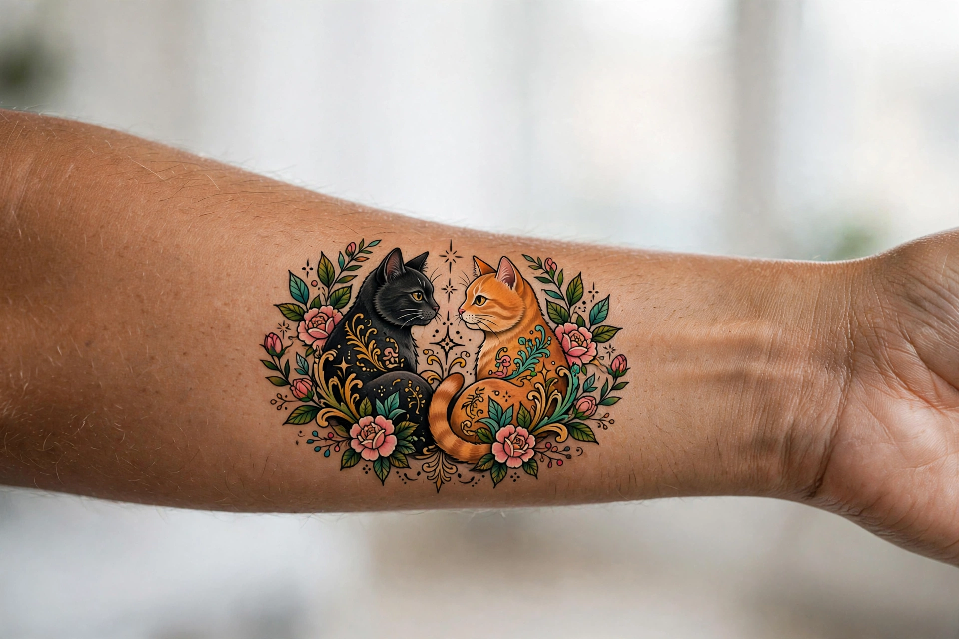 Cat best friend tattoo for feline lovers