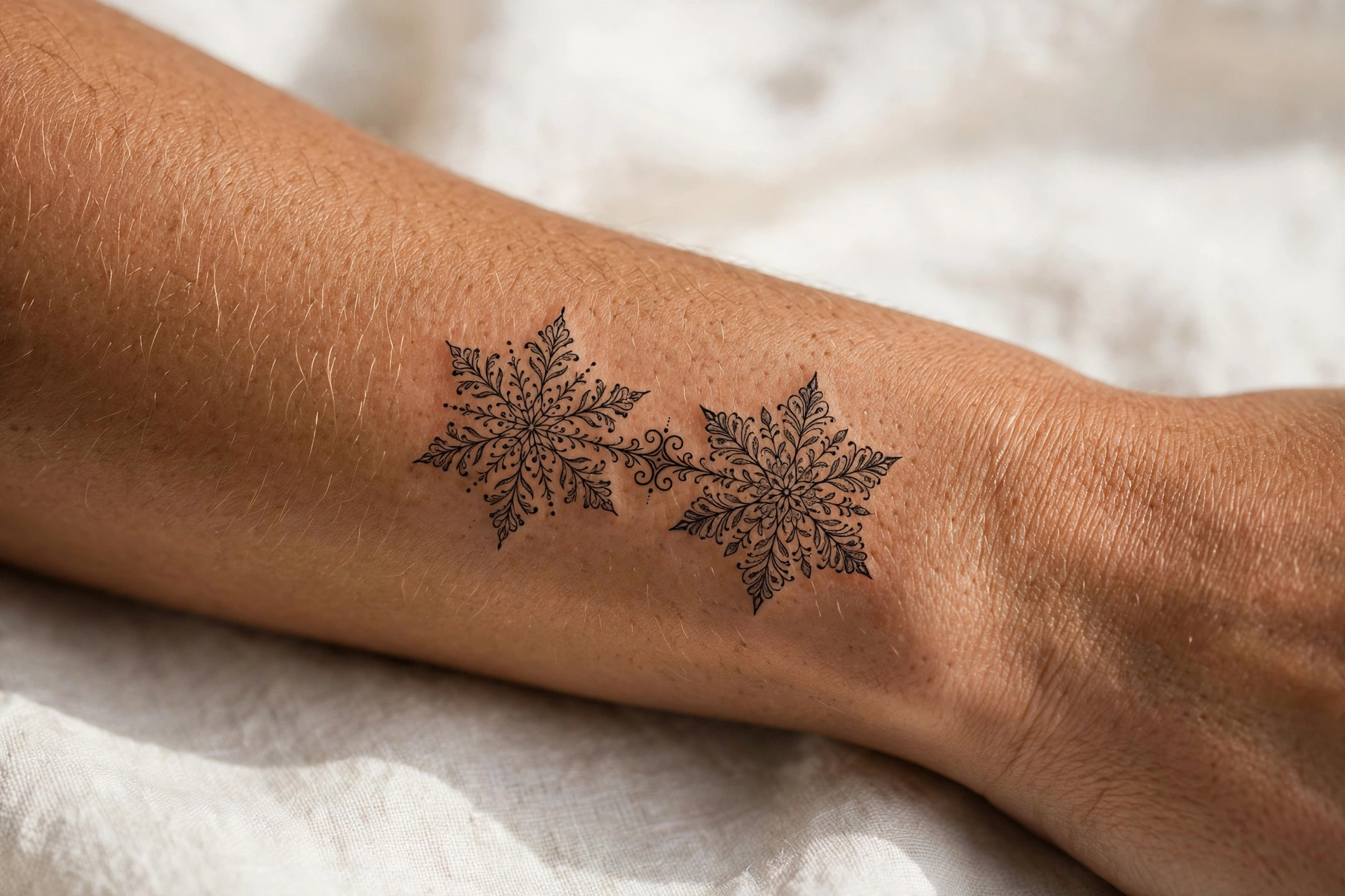 Snowflake best friend tattoo for unique bond