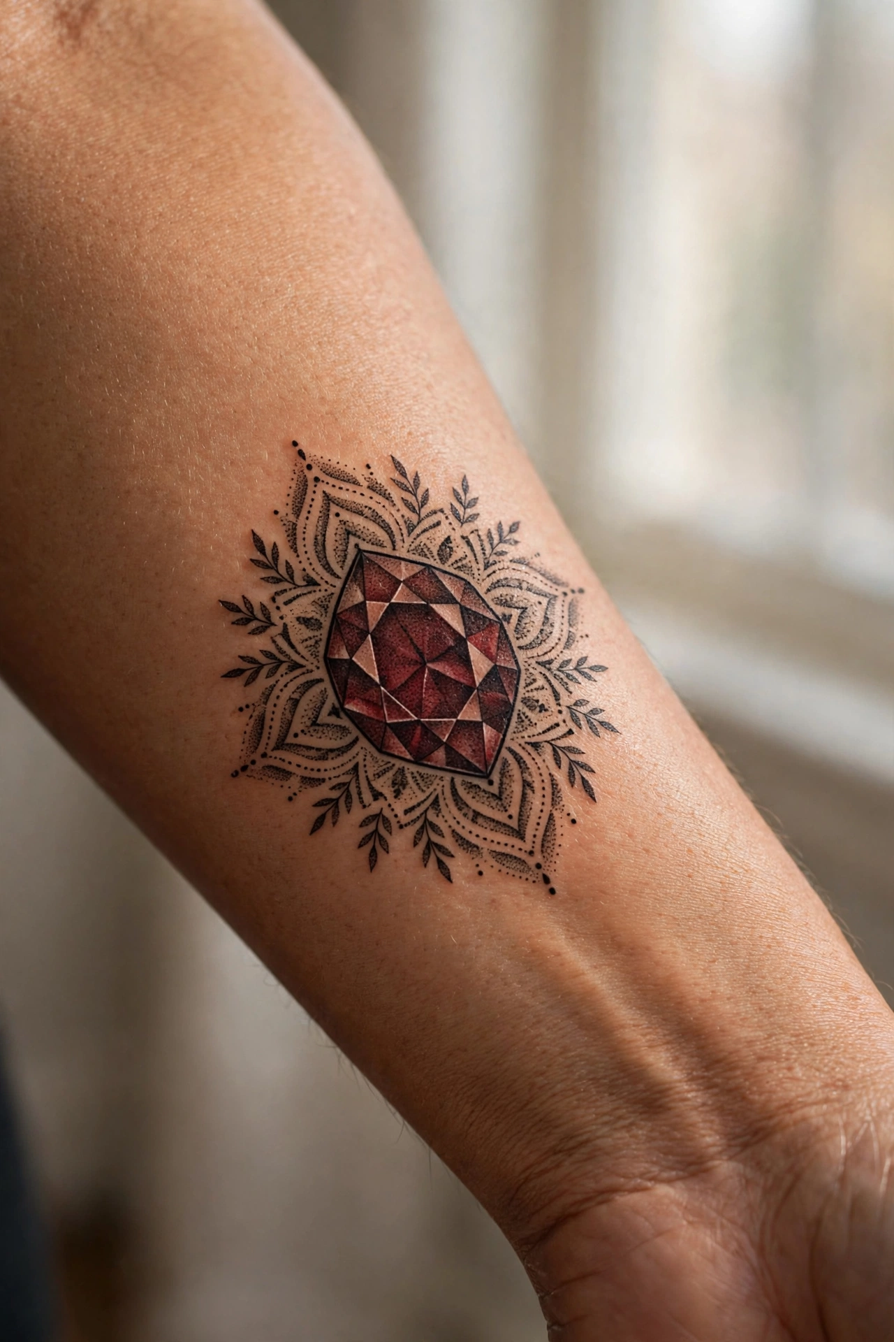 Garnet birthstone tattoo for January birthdays