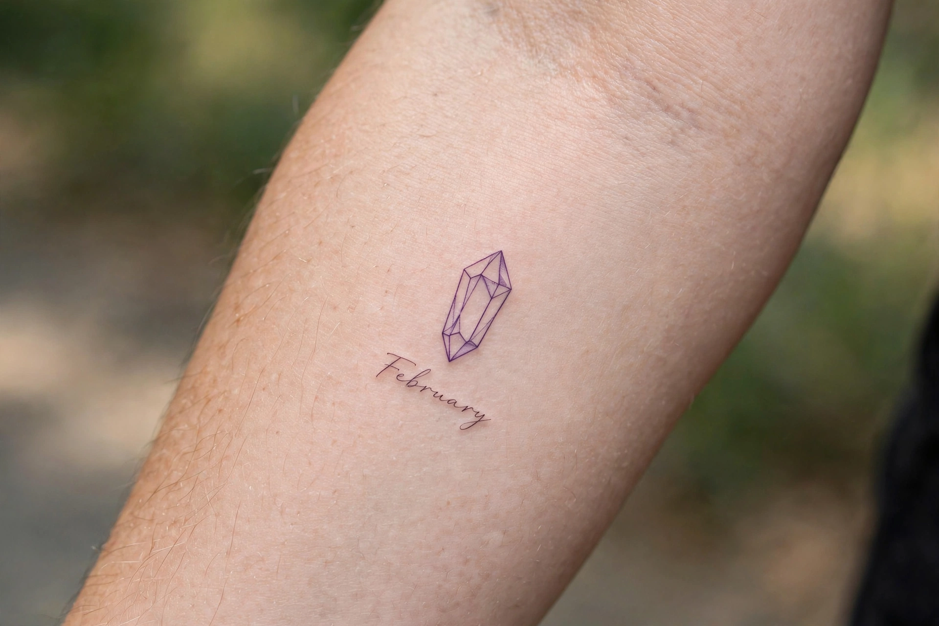 Amethyst birthstone tattoo for February birthdays