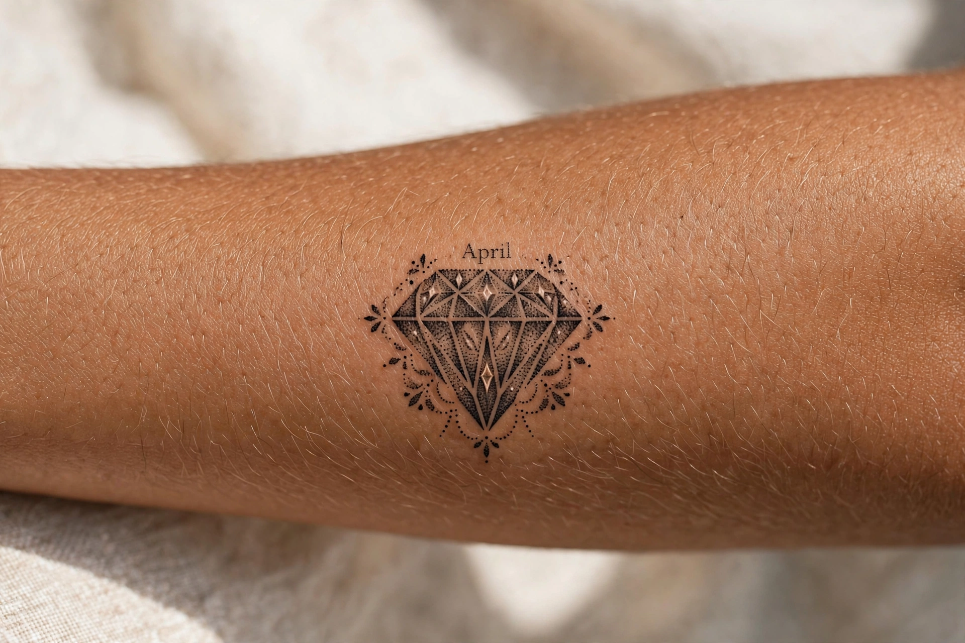 Diamond birthstone tattoo for April birthdays