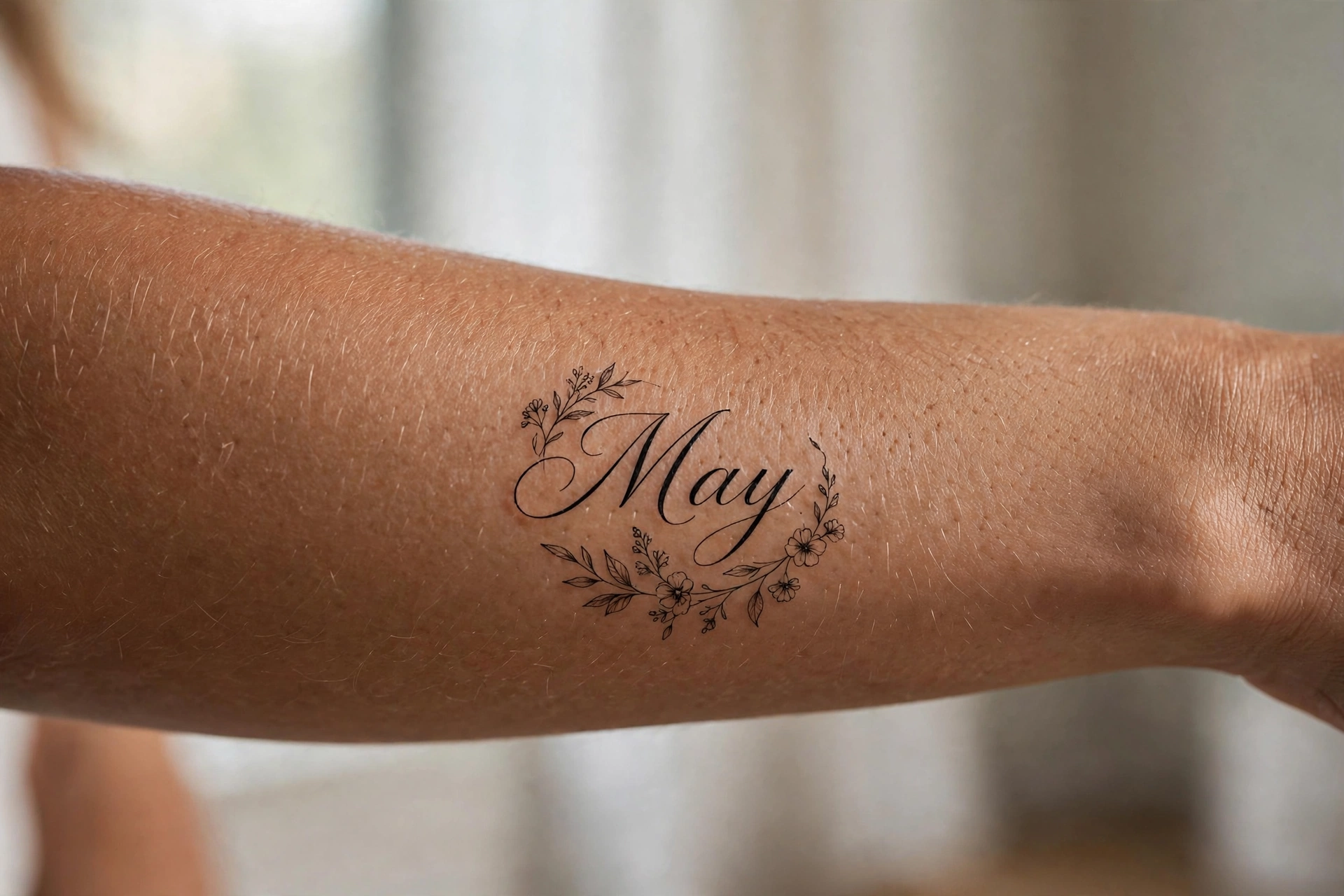 May written in soft script tattoo