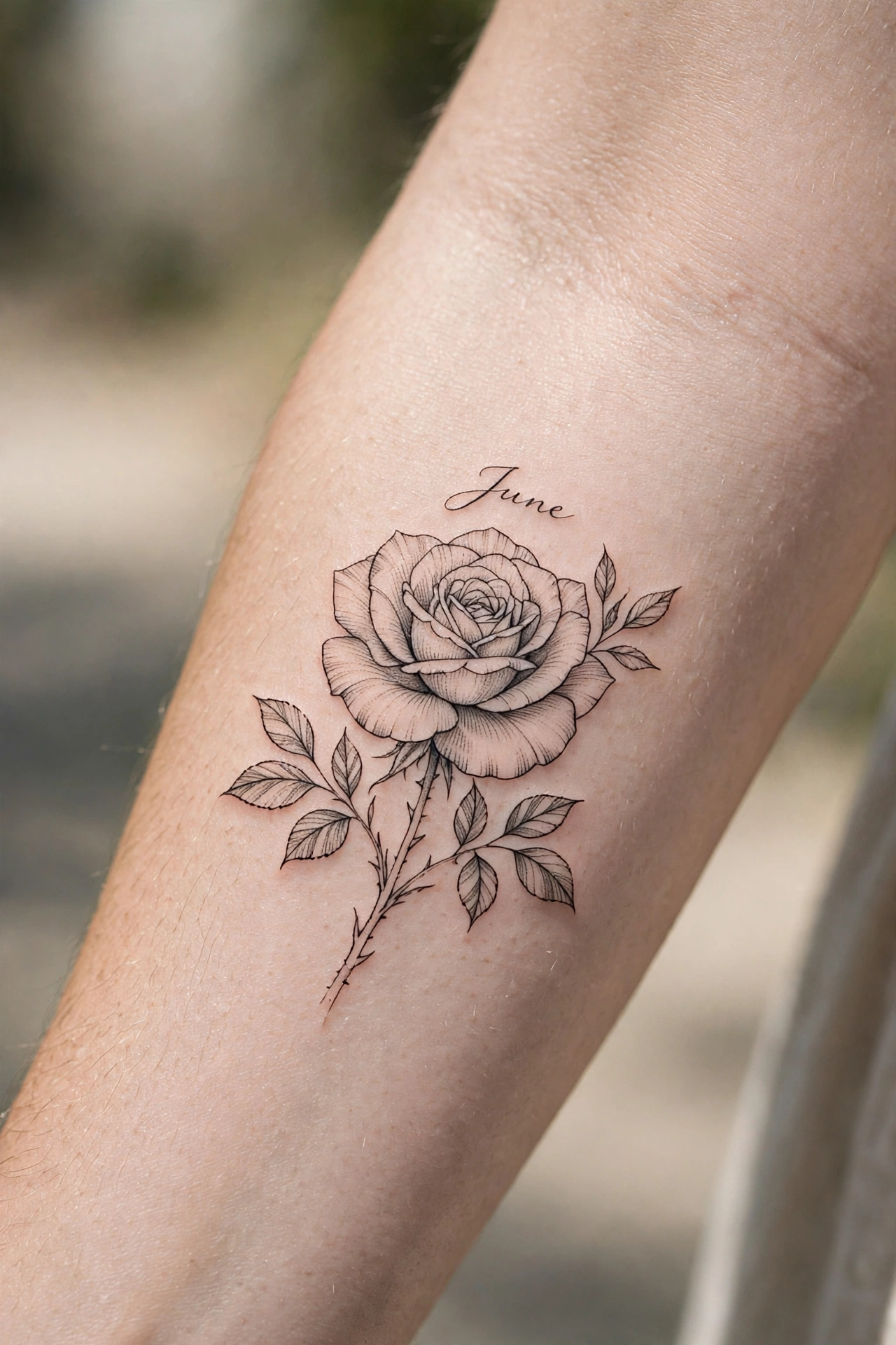 June birth flower rose tattoo classic design