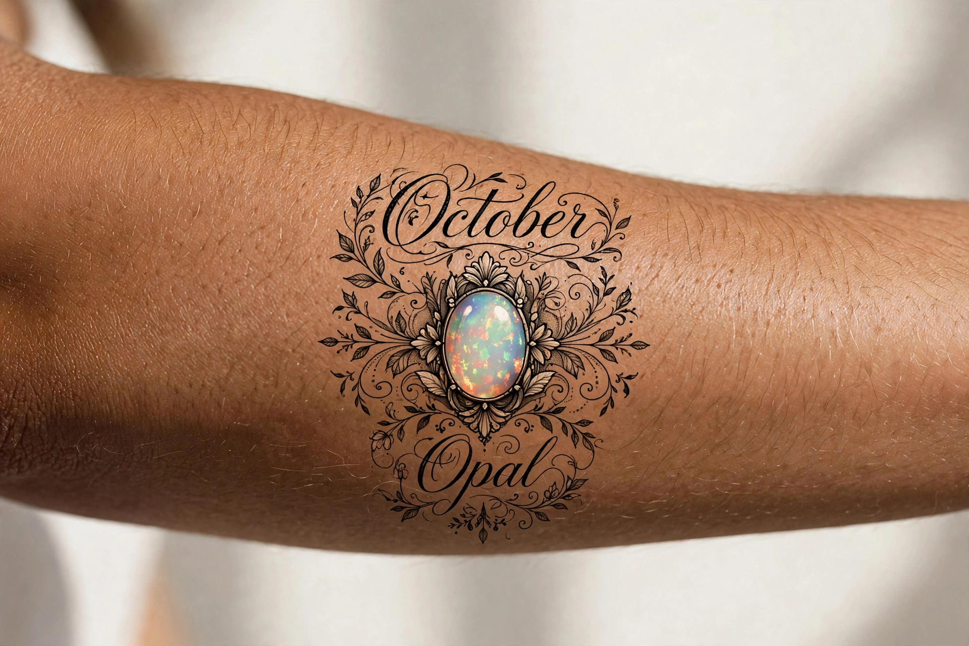 Opal birthstone tattoo for October birthdays