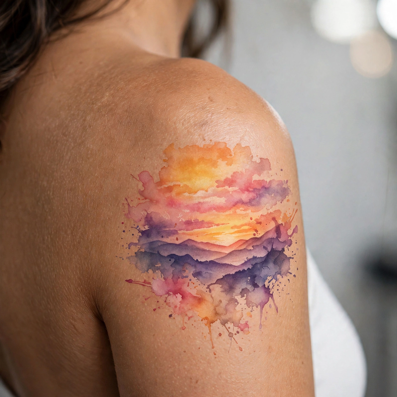 Perfect sunset gradient sky tattoo