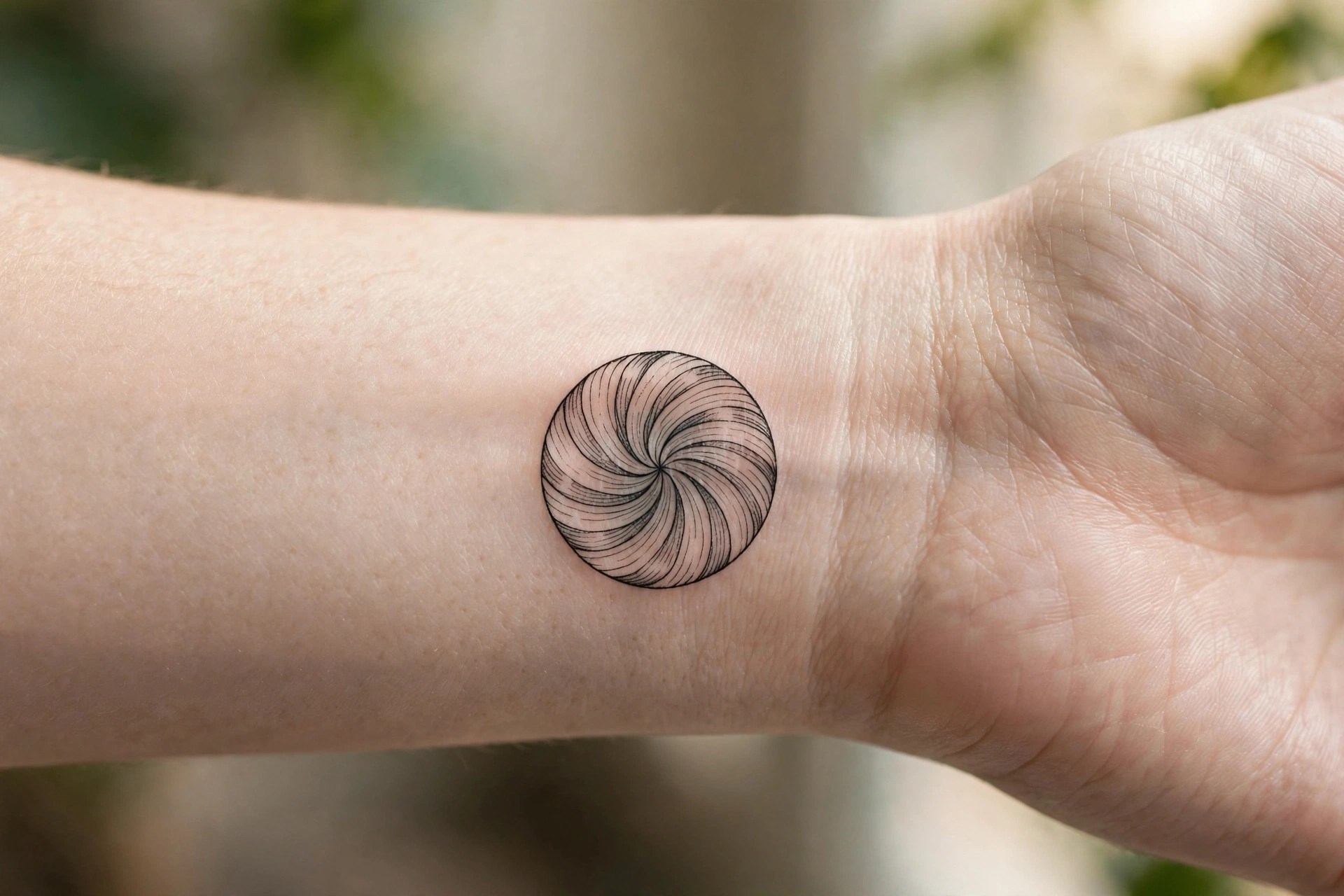 Peppermint candy swirl tattoo in red and white