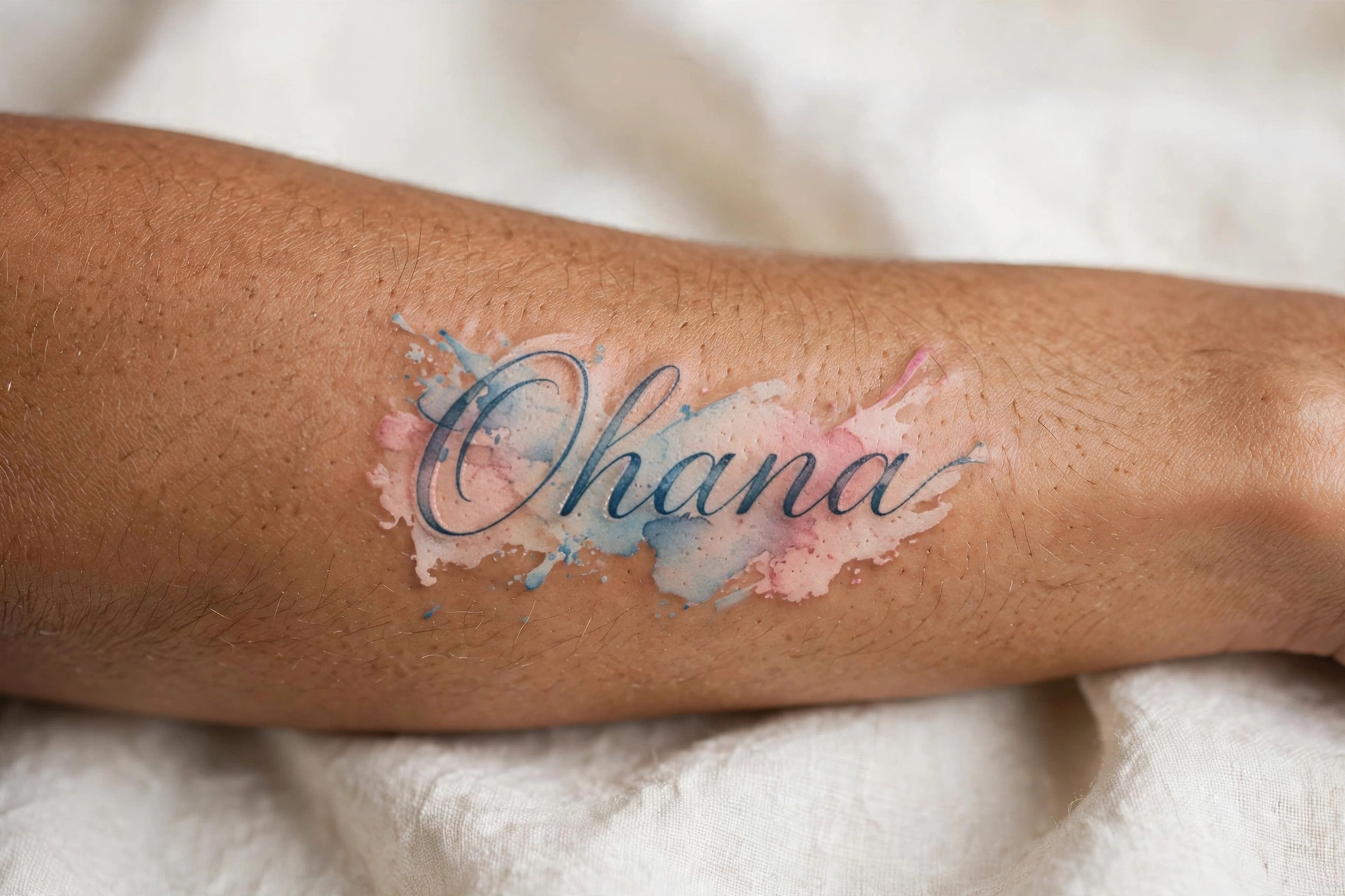 Ohana means family script tattoo on wrist
