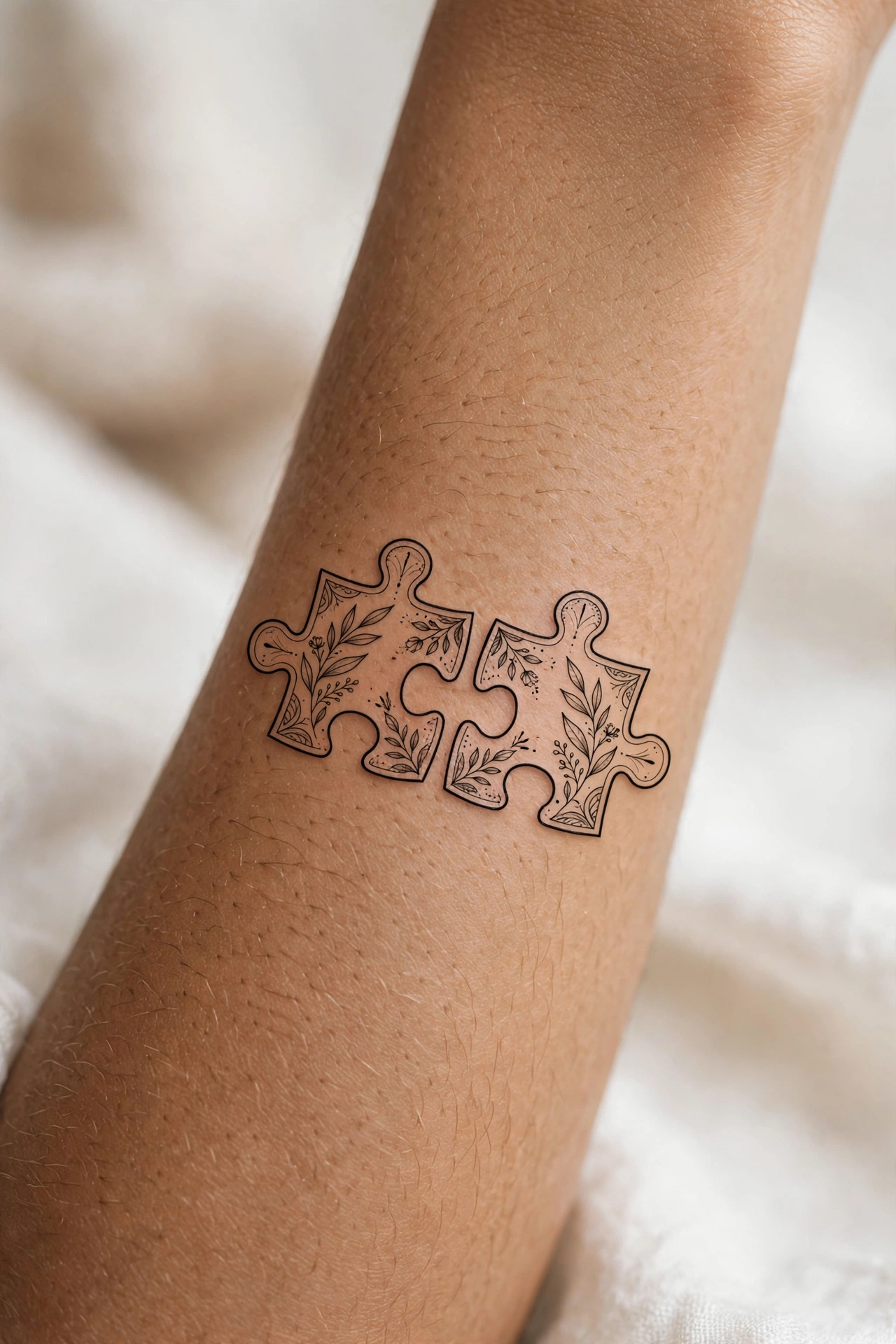 Matching puzzle piece tattoos for family members