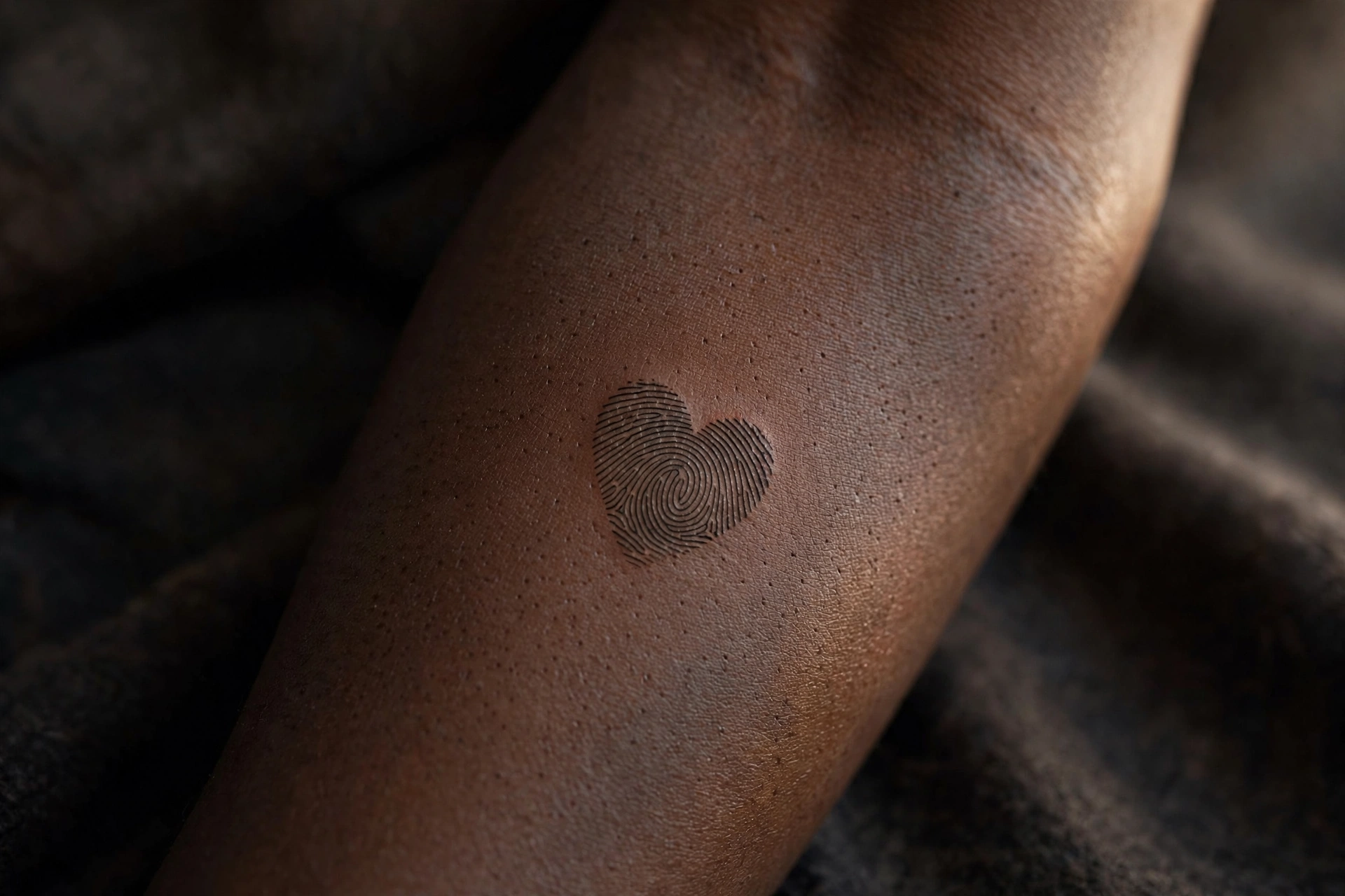 Heart shaped fingerprint tattoo for family members