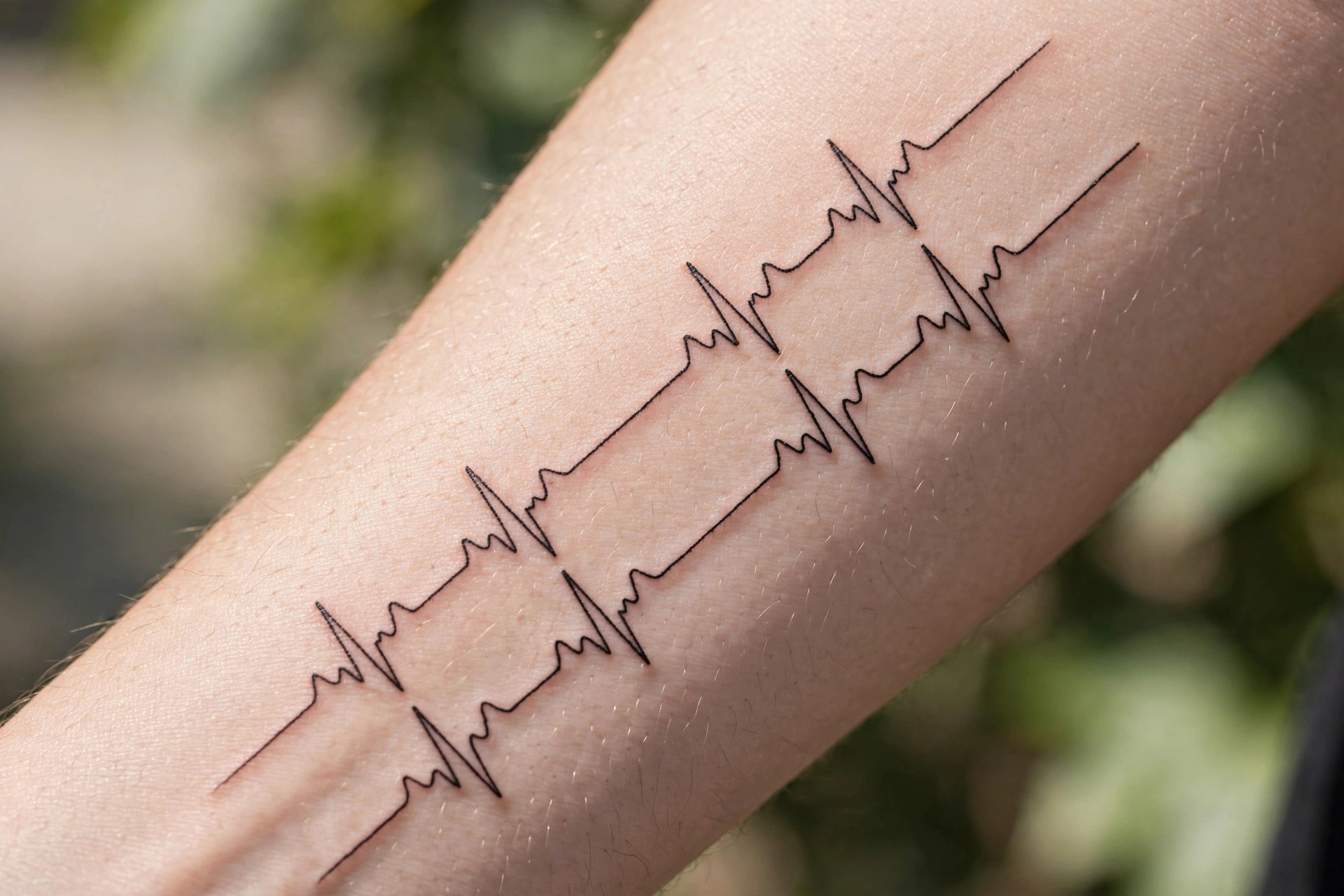 Matching EKG heartbeat line tattoos for family