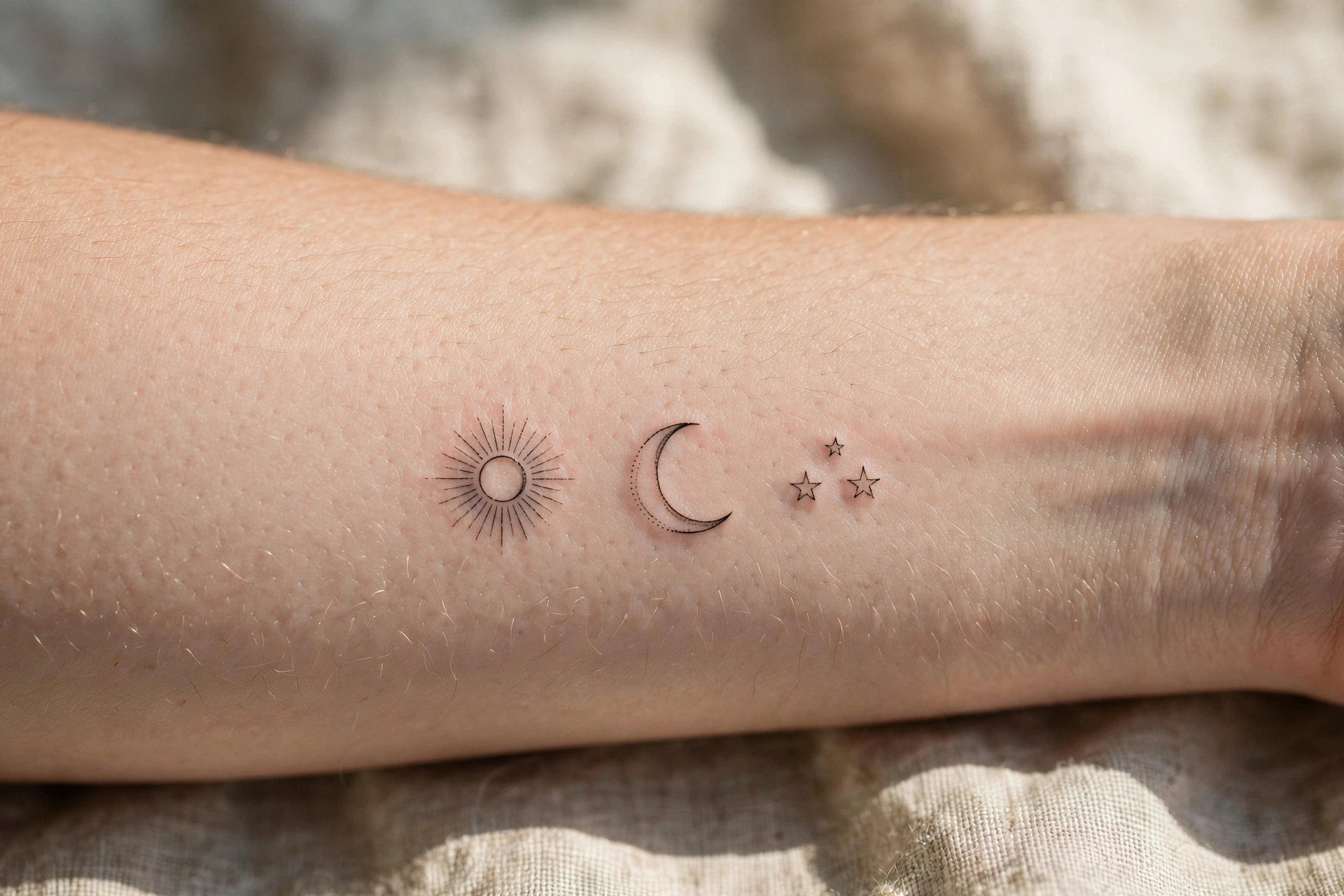 Sun moon and stars celestial family tattoo