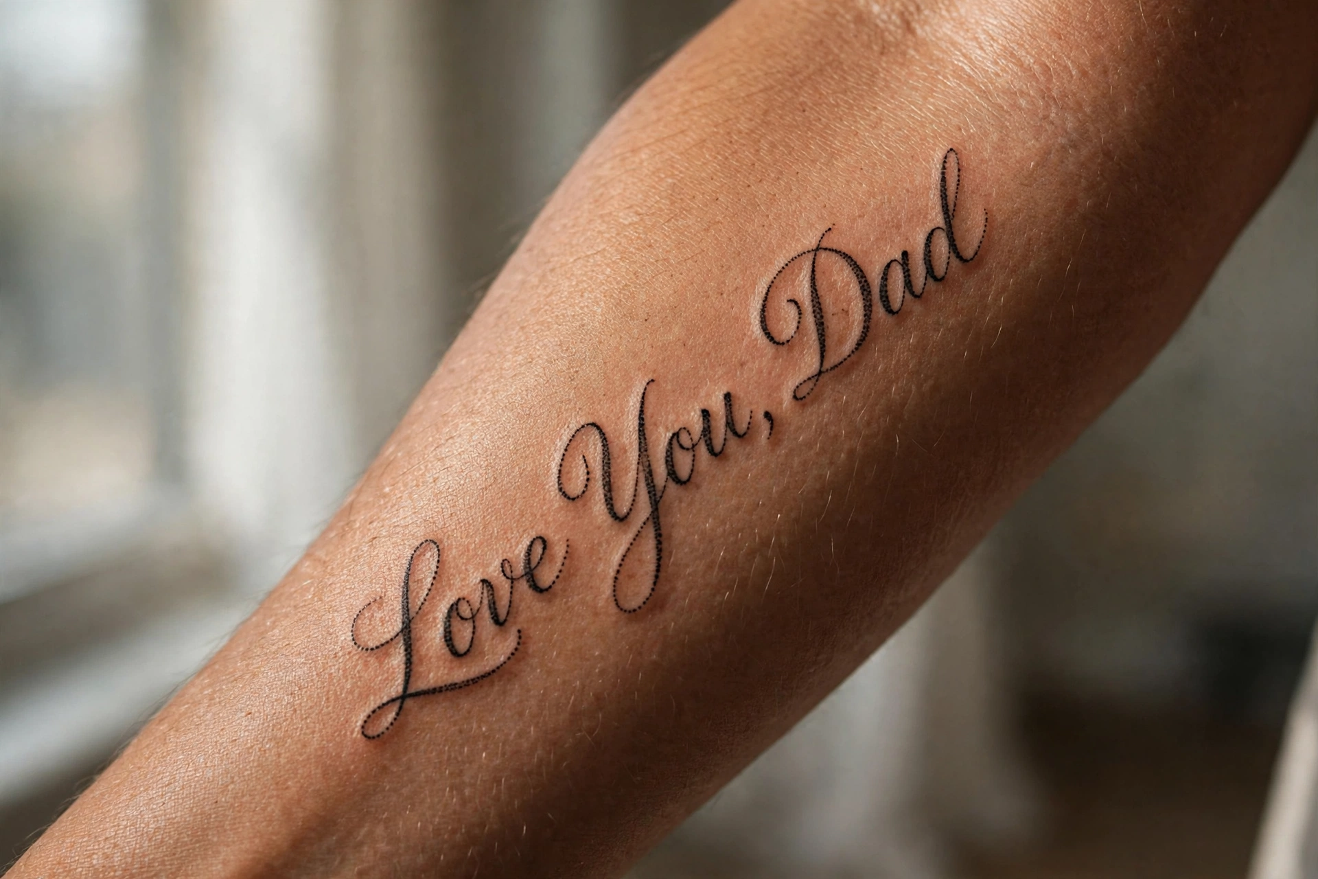 Love you dad tattoo in daughter's handwriting