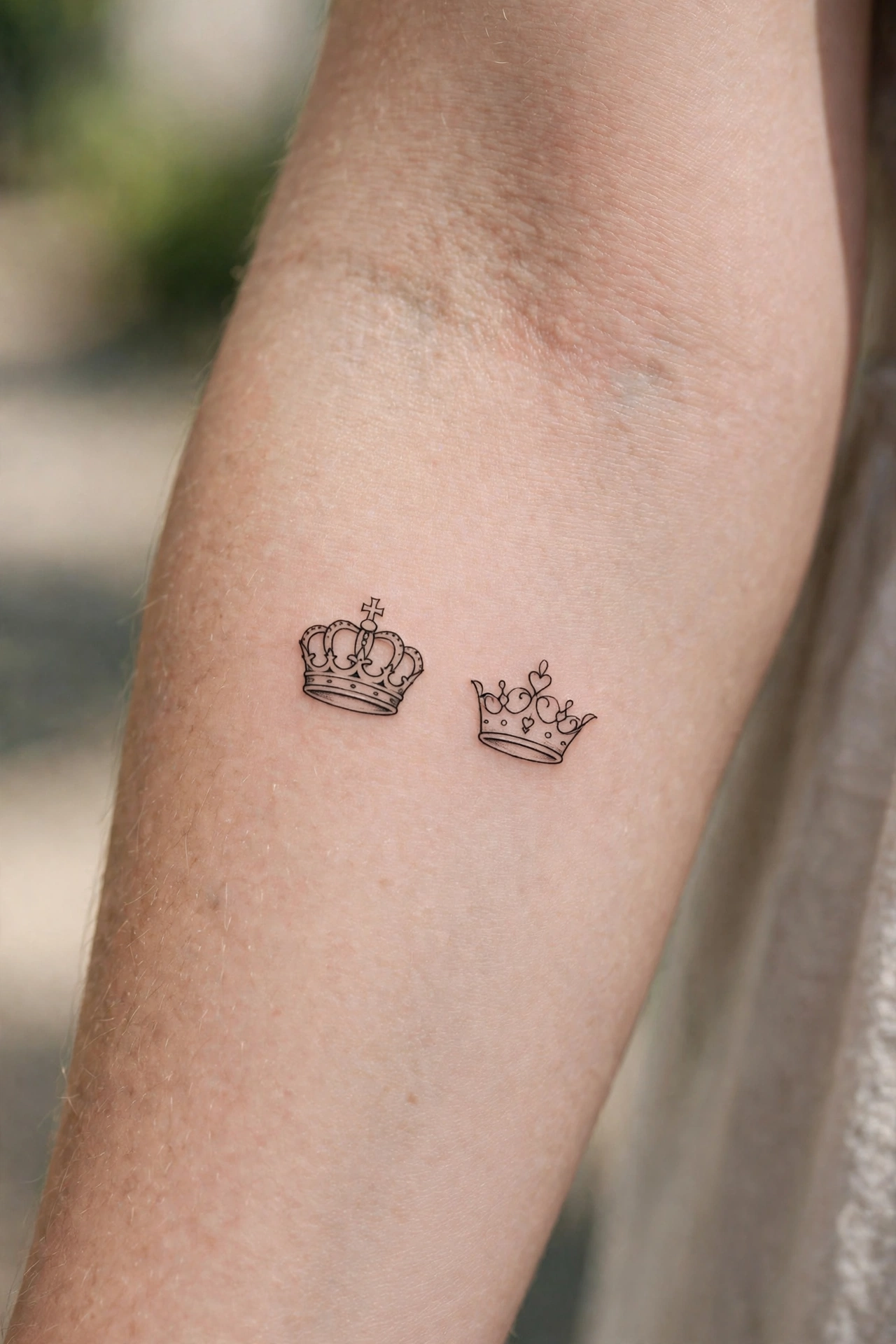 Matching king and princess crown tattoos