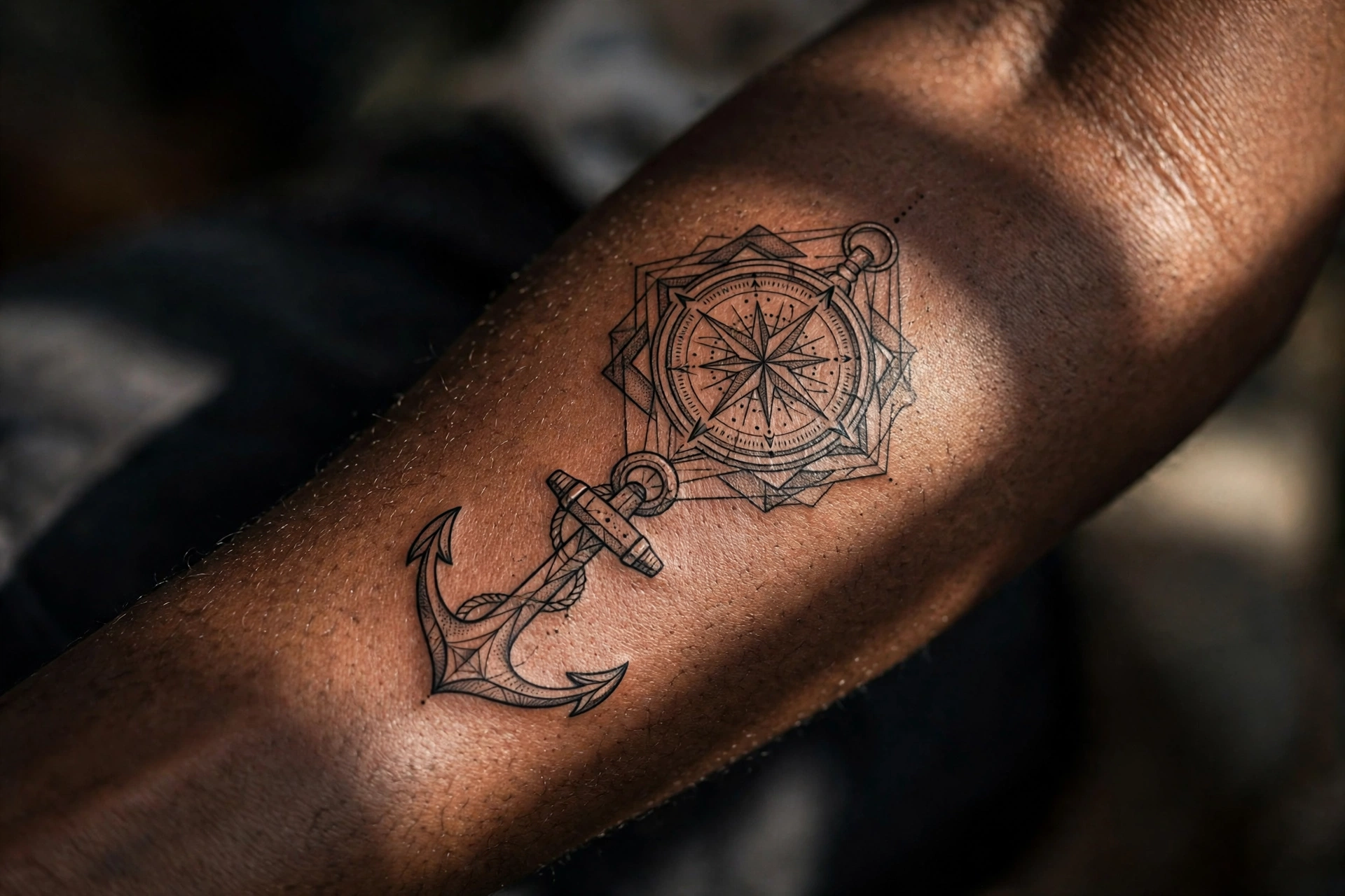 Anchor and compass father daughter tattoo set