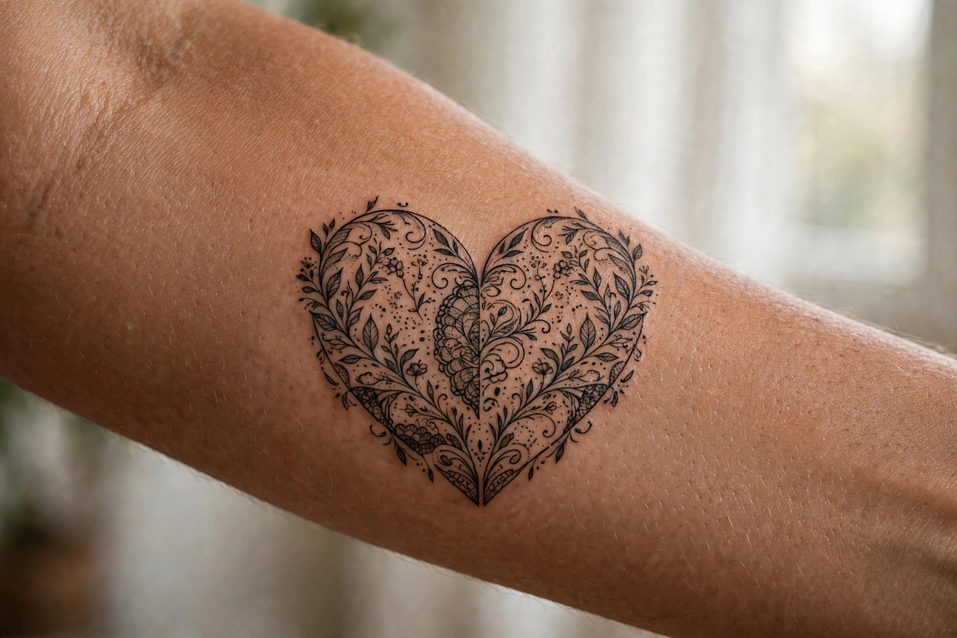 Two halves of heart tattoo for dad and daughter