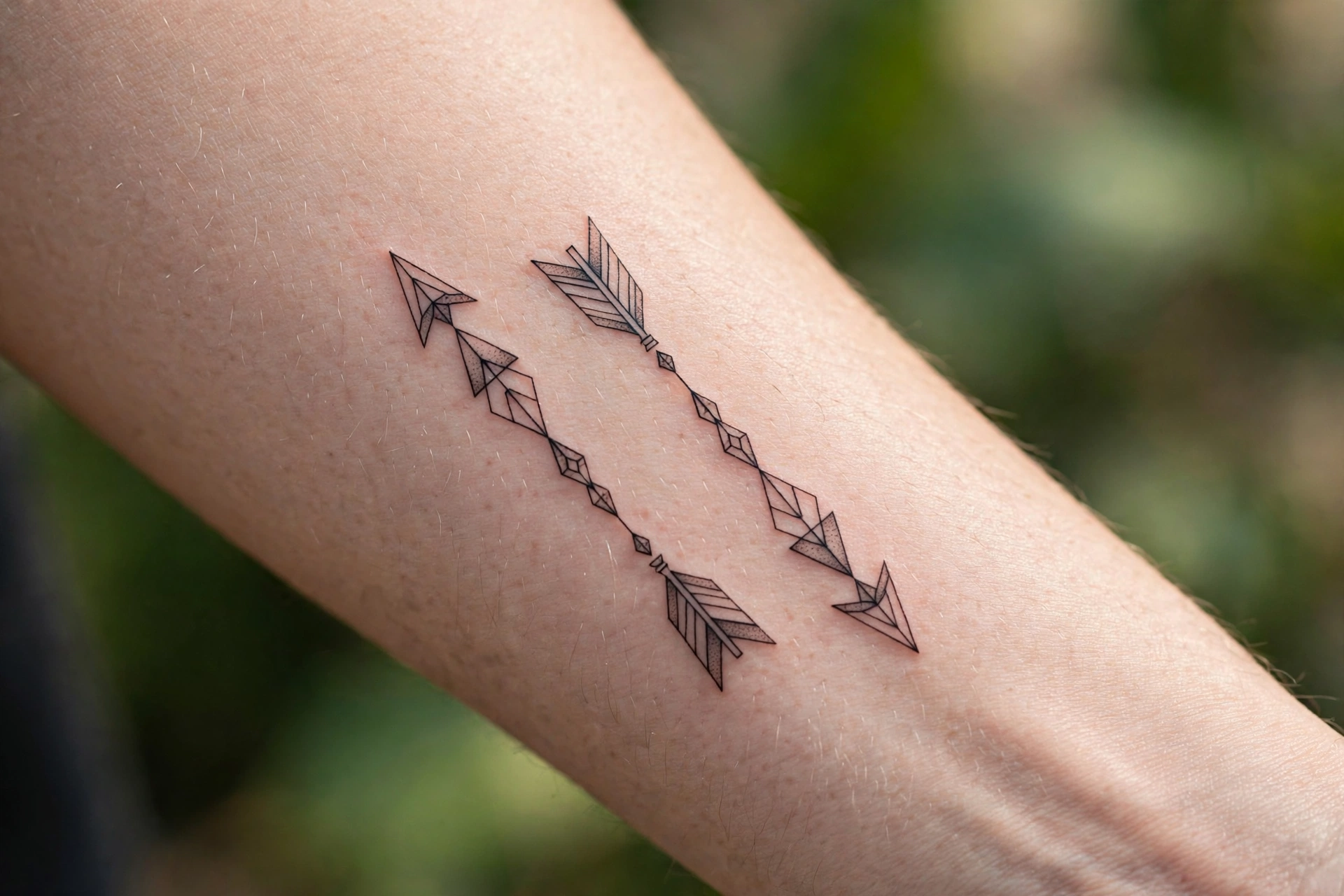 Matching arrows tattoo for father and daughter