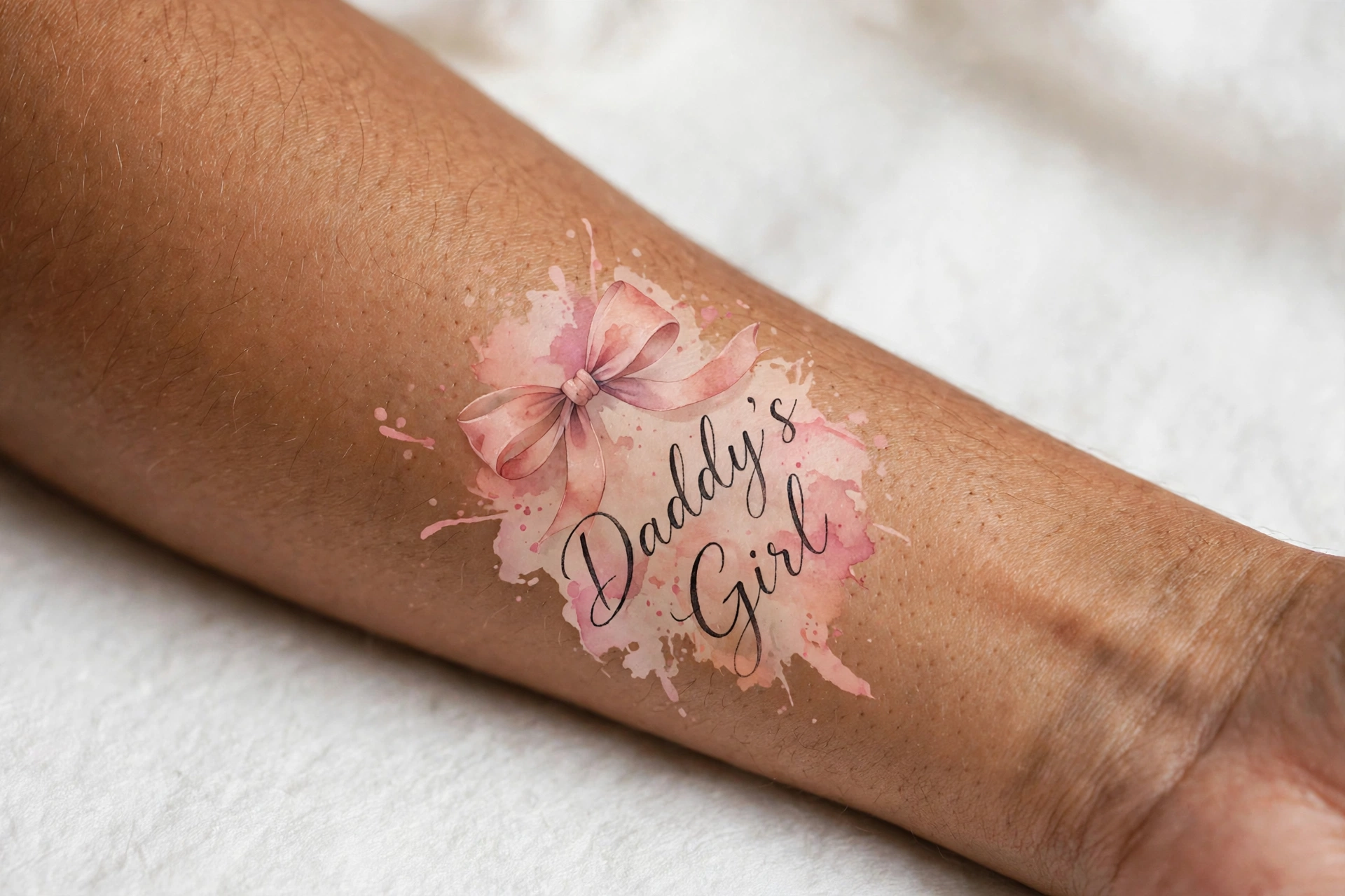 Daddy's girl tattoo with cute bow design
