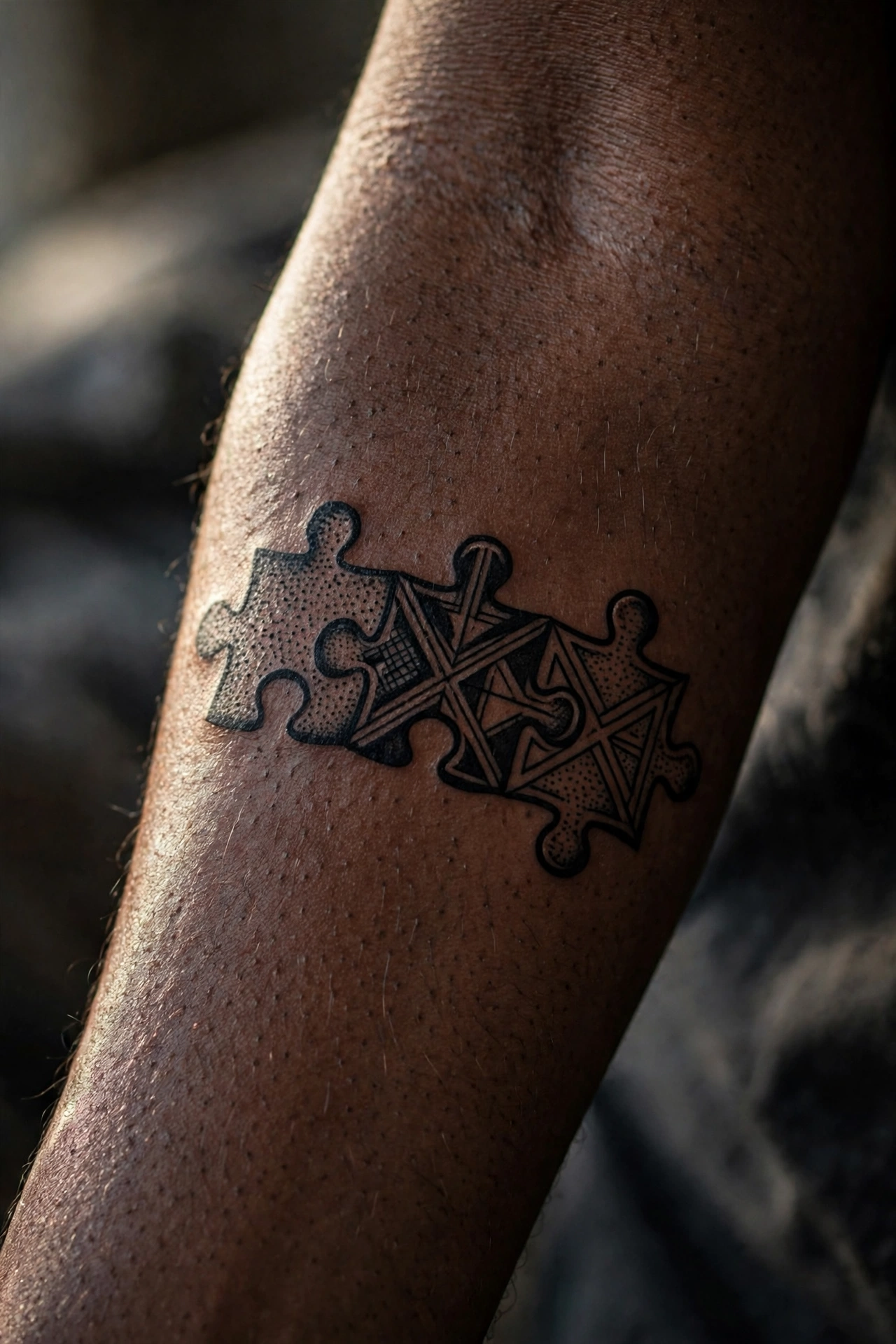 Father daughter interlocking puzzle piece tattoos