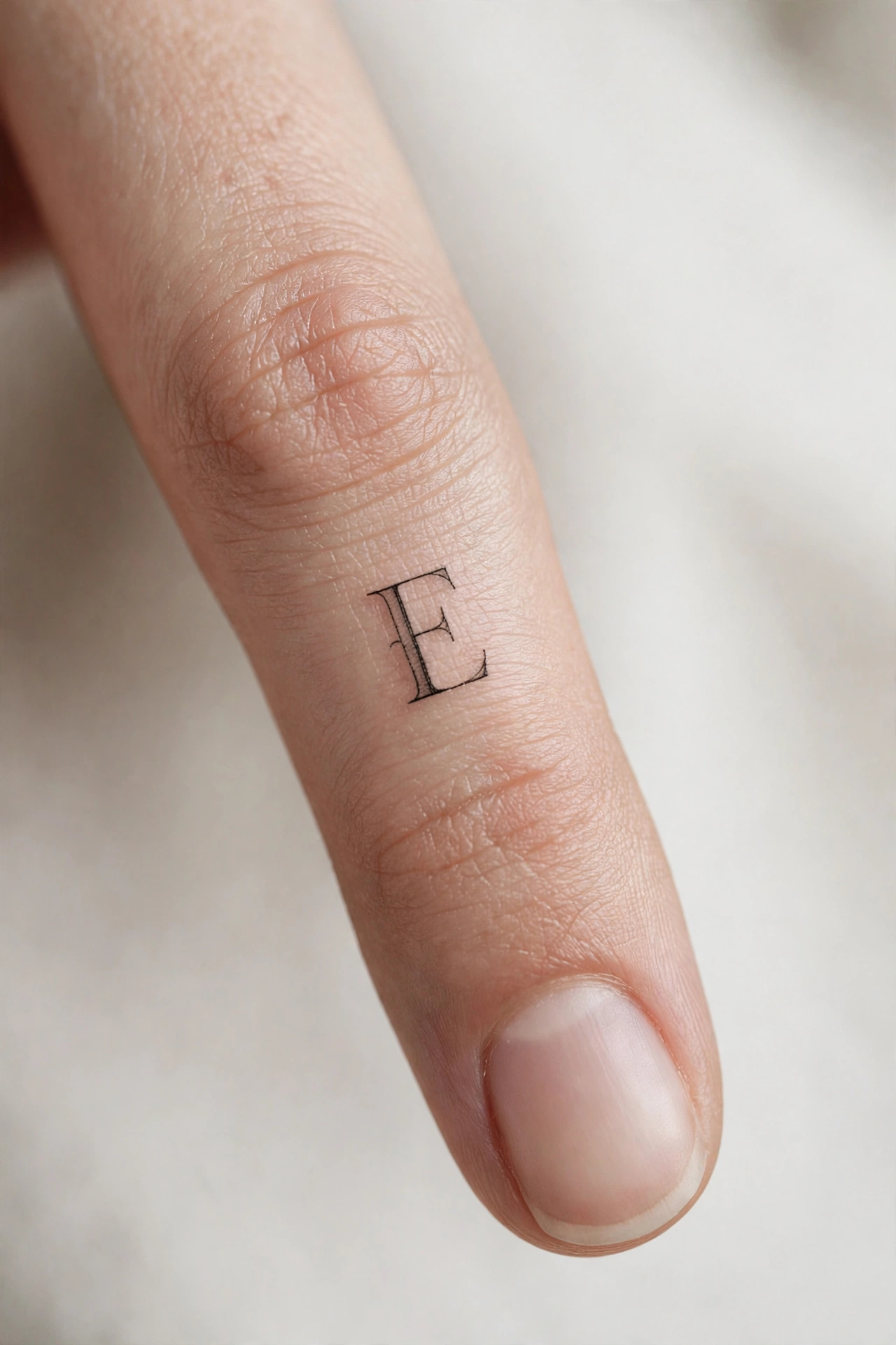 Crescent moon tattoo on a finger knuckle