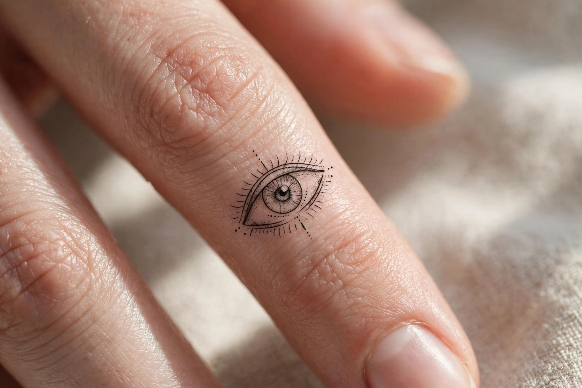 Single initial letter tattoo in script on a finger