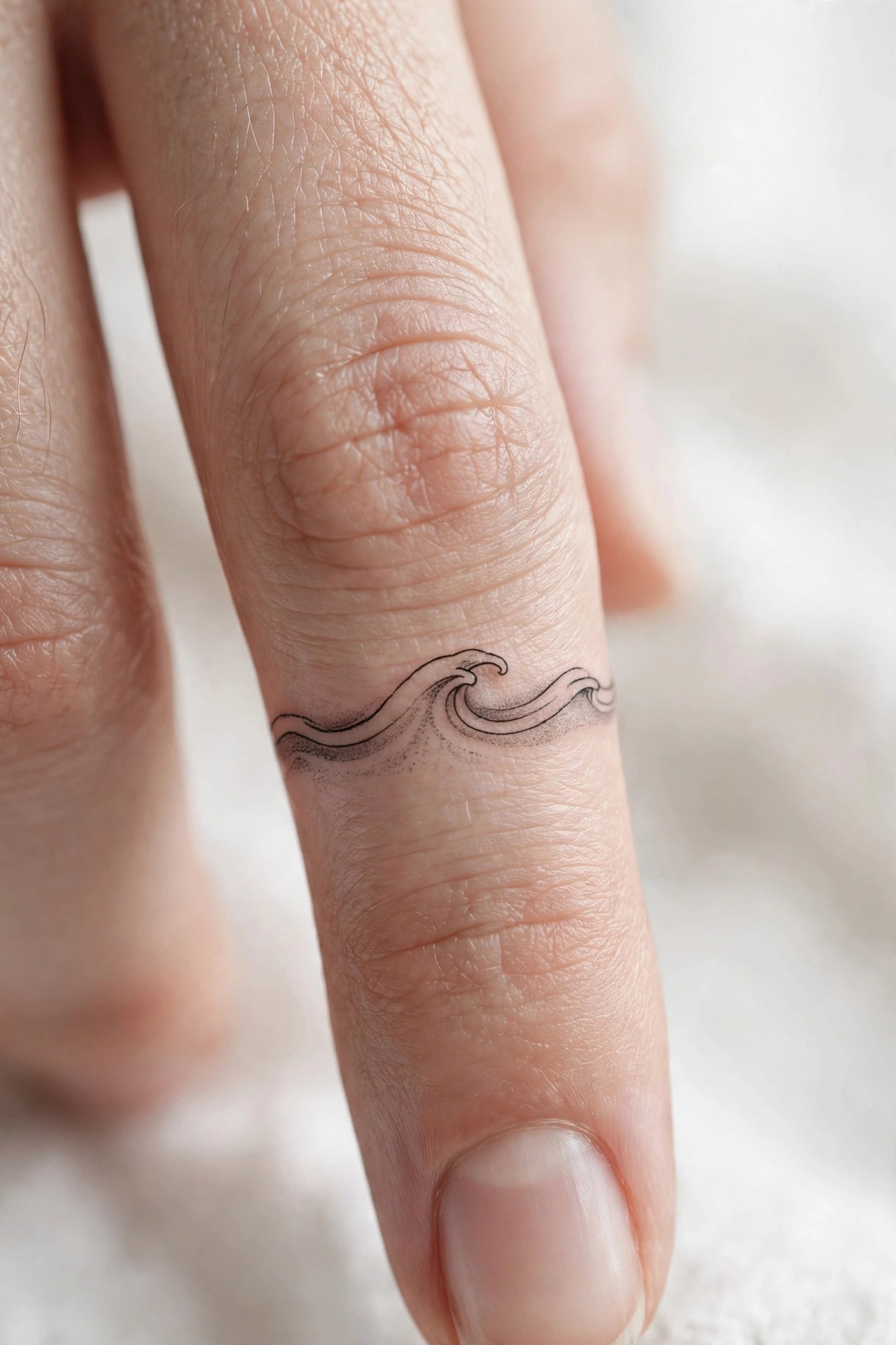 Miniature anchor tattoo on a finger