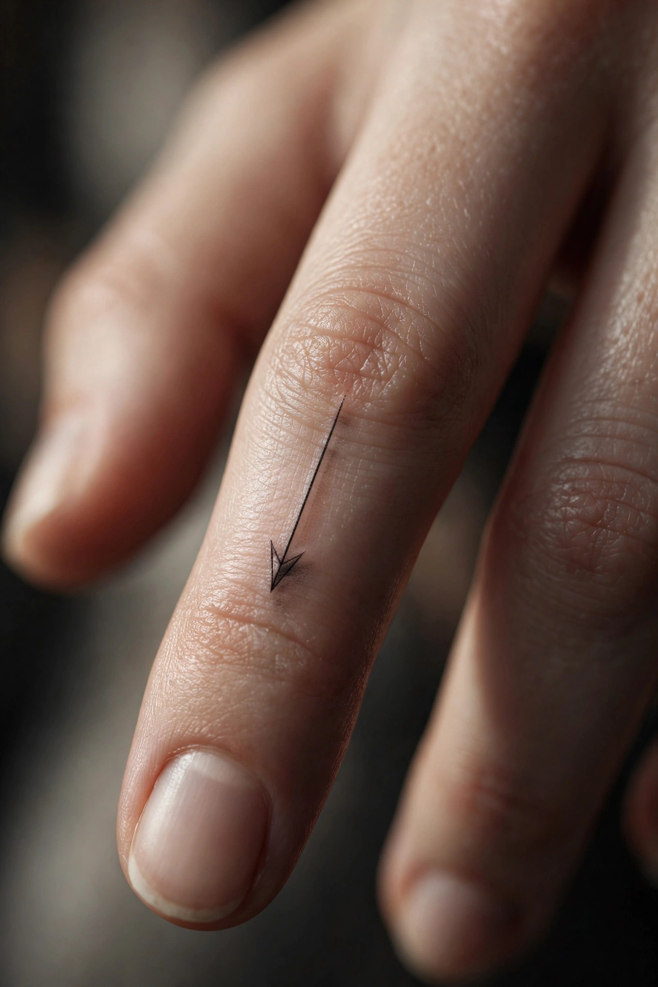 Tiny butterfly tattoo with open wings on a finger