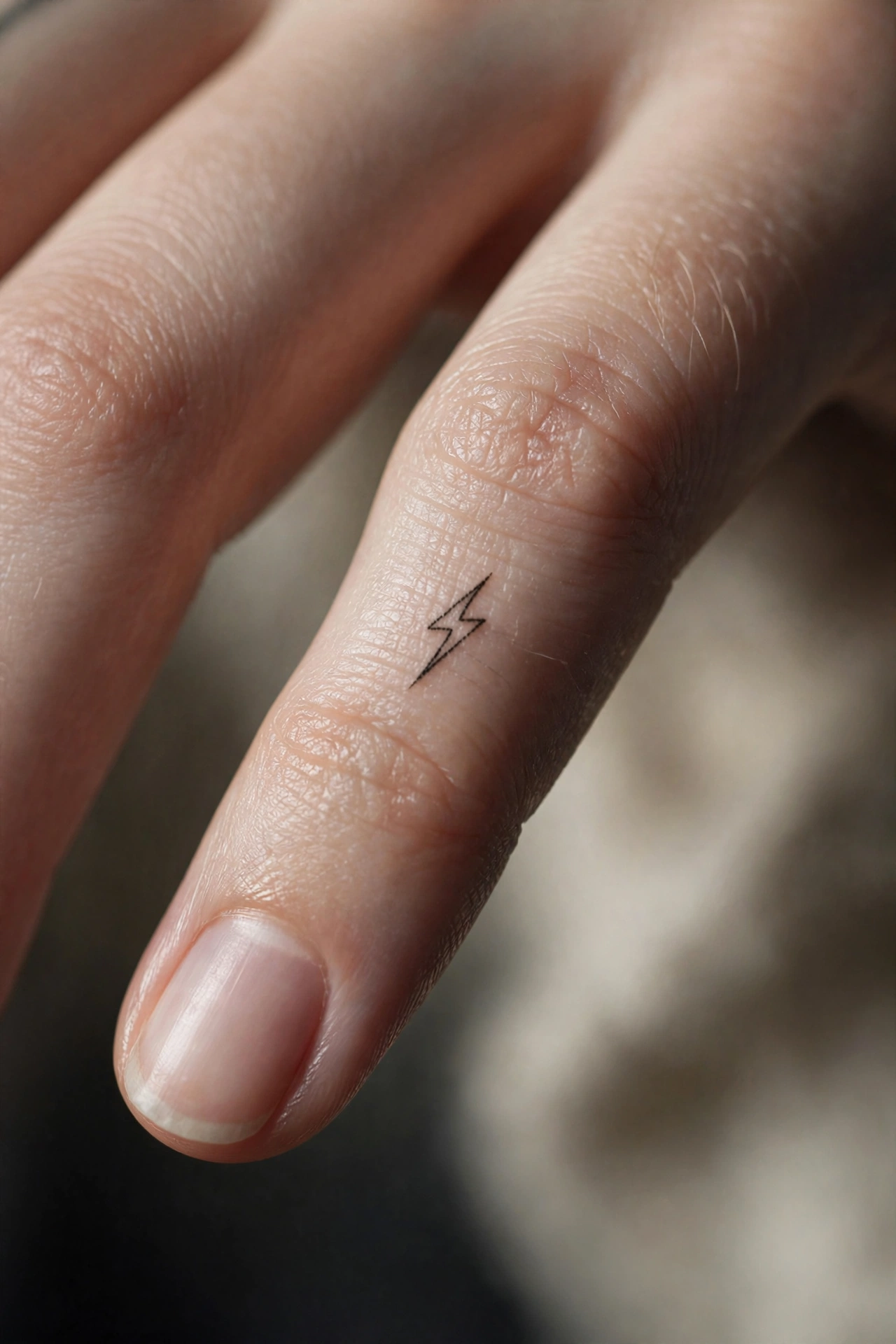 Cute tiny mushroom tattoo on the side of a finger