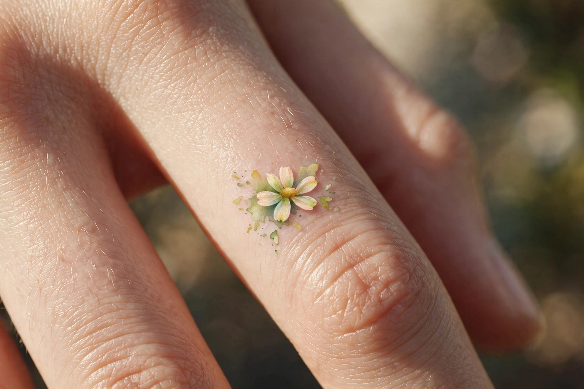 Semicolon tattoo on the side of a finger