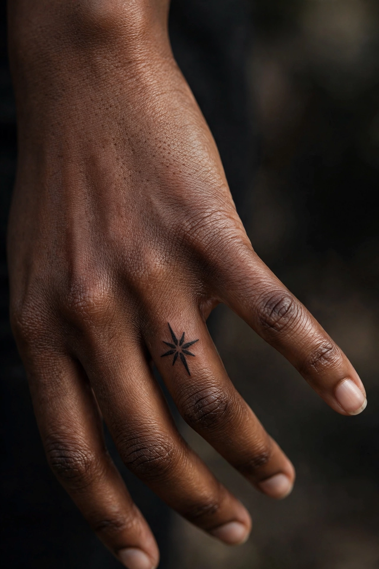 Dainty star first tattoo idea for women on the finger