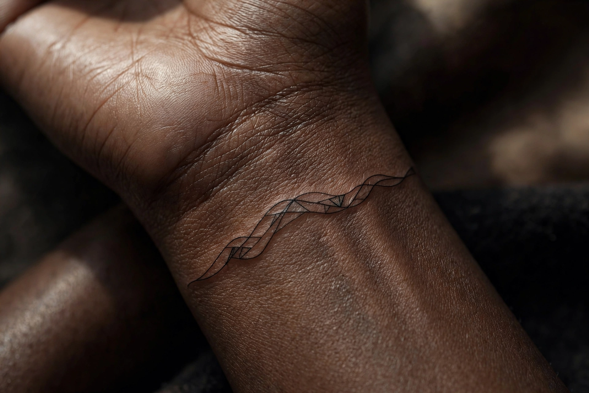 Minimal wave line first tattoo idea for women on the ankle