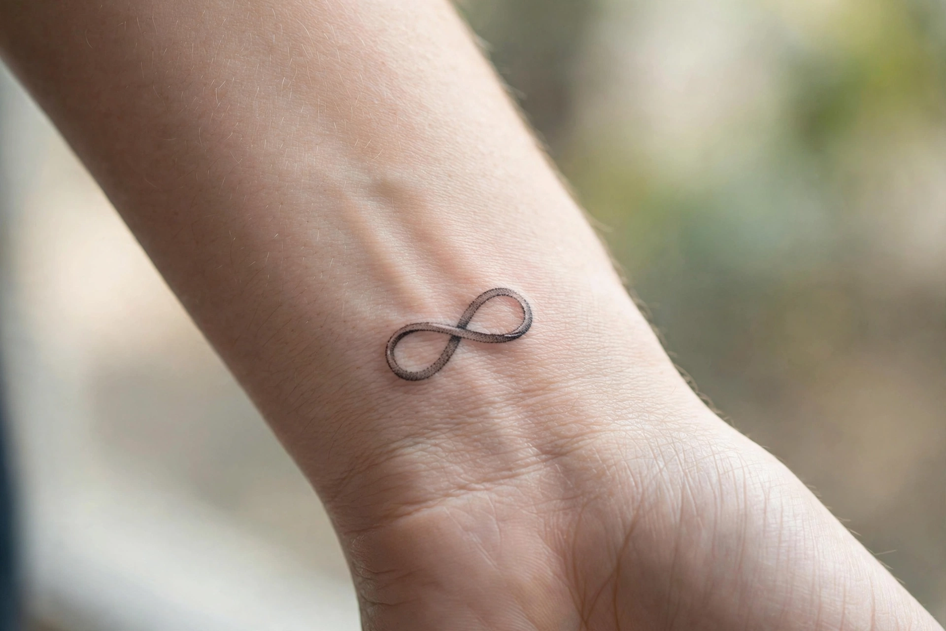 Small infinity symbol first tattoo idea for women on the wrist