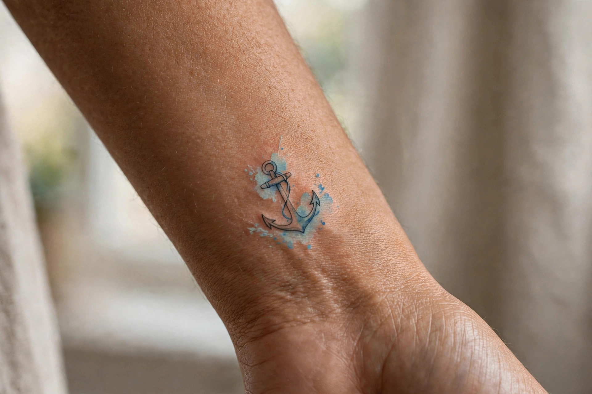 Minimal anchor first tattoo for women on the ankle