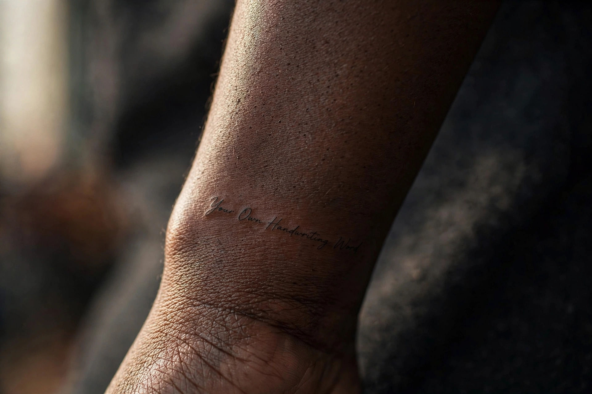 Handwriting word first tattoo idea for women on the forearm