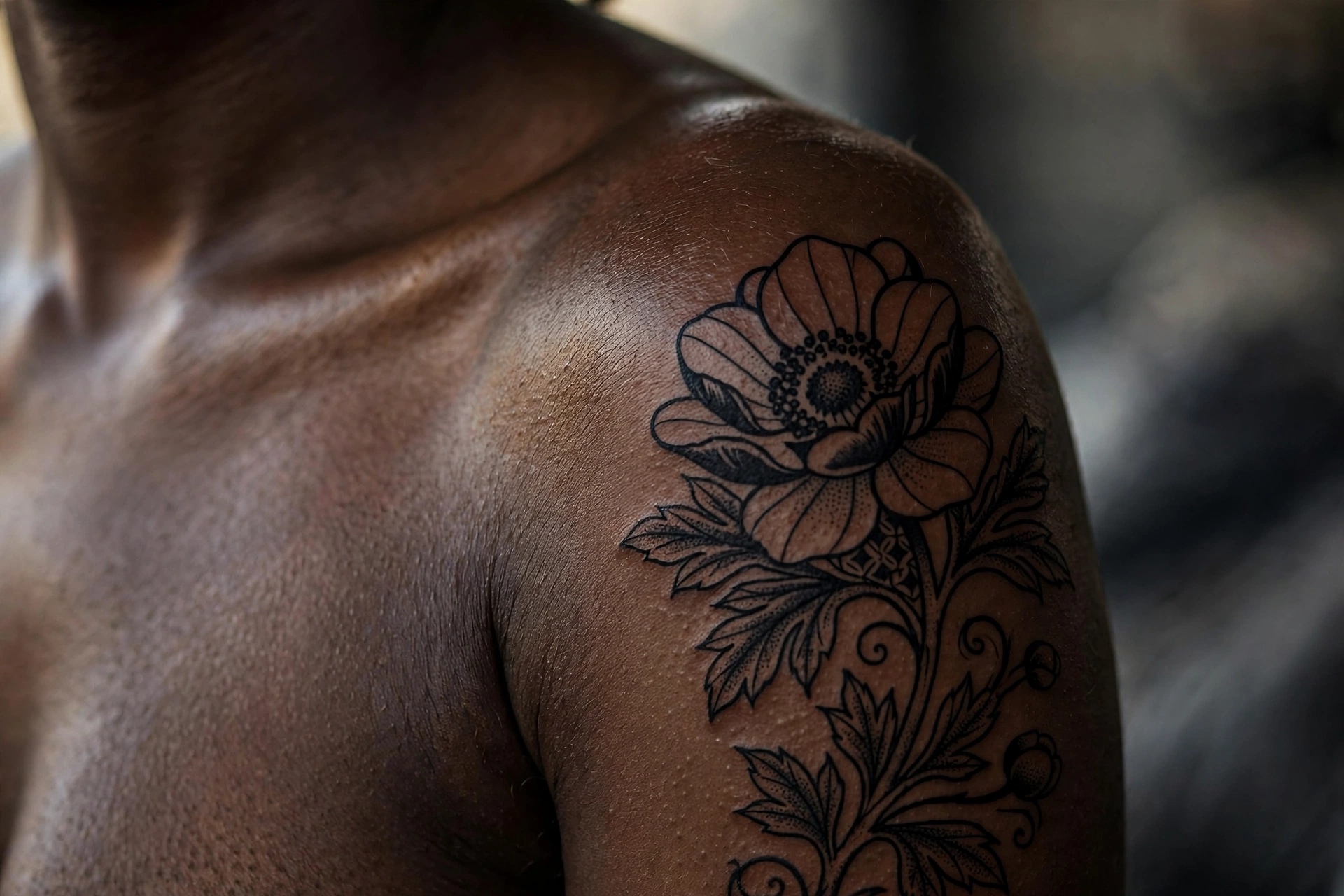 White Japanese anemone flowers tattoo with yellow centers on a back