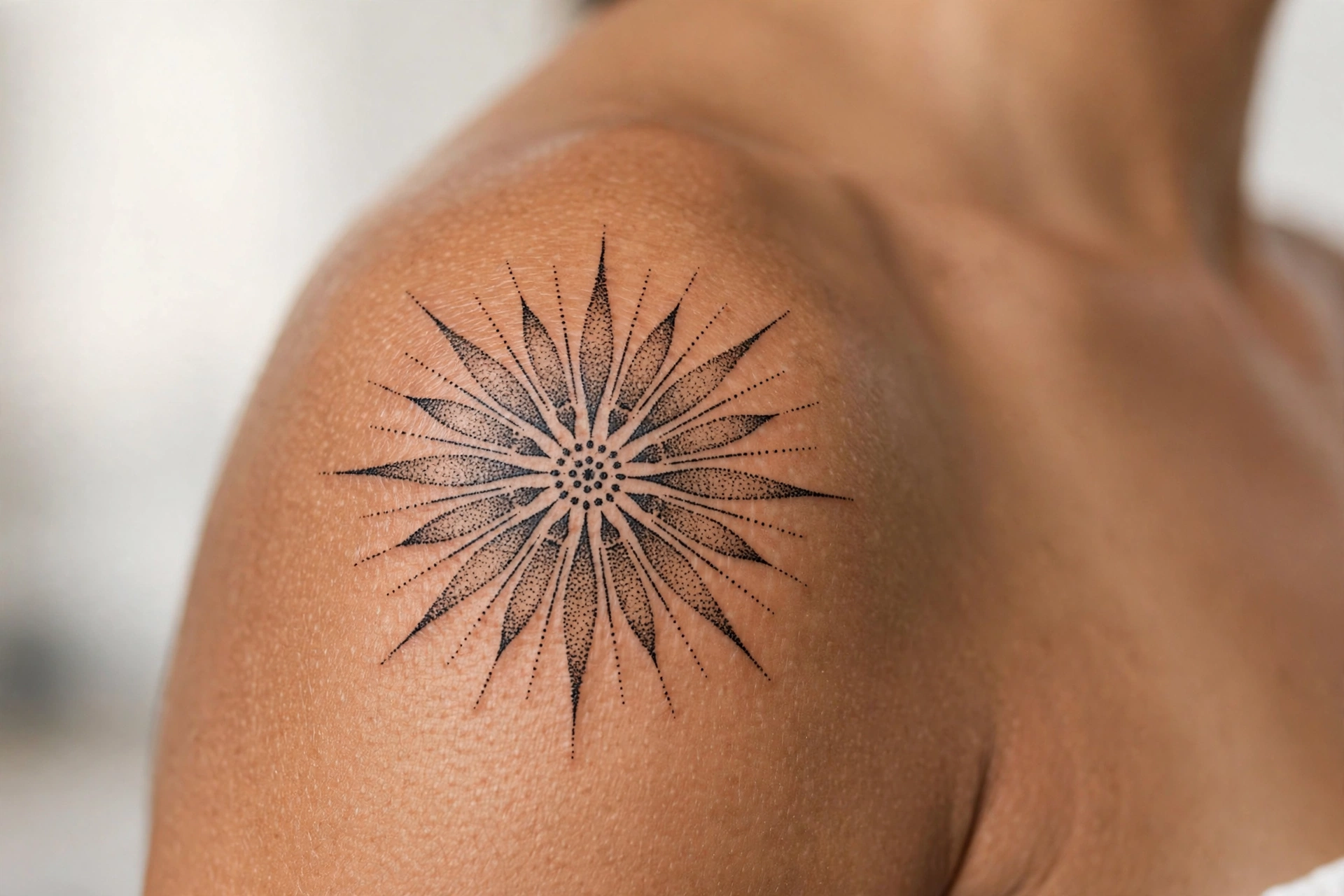 Purple aster flowers like tiny stars tattooed on a wrist