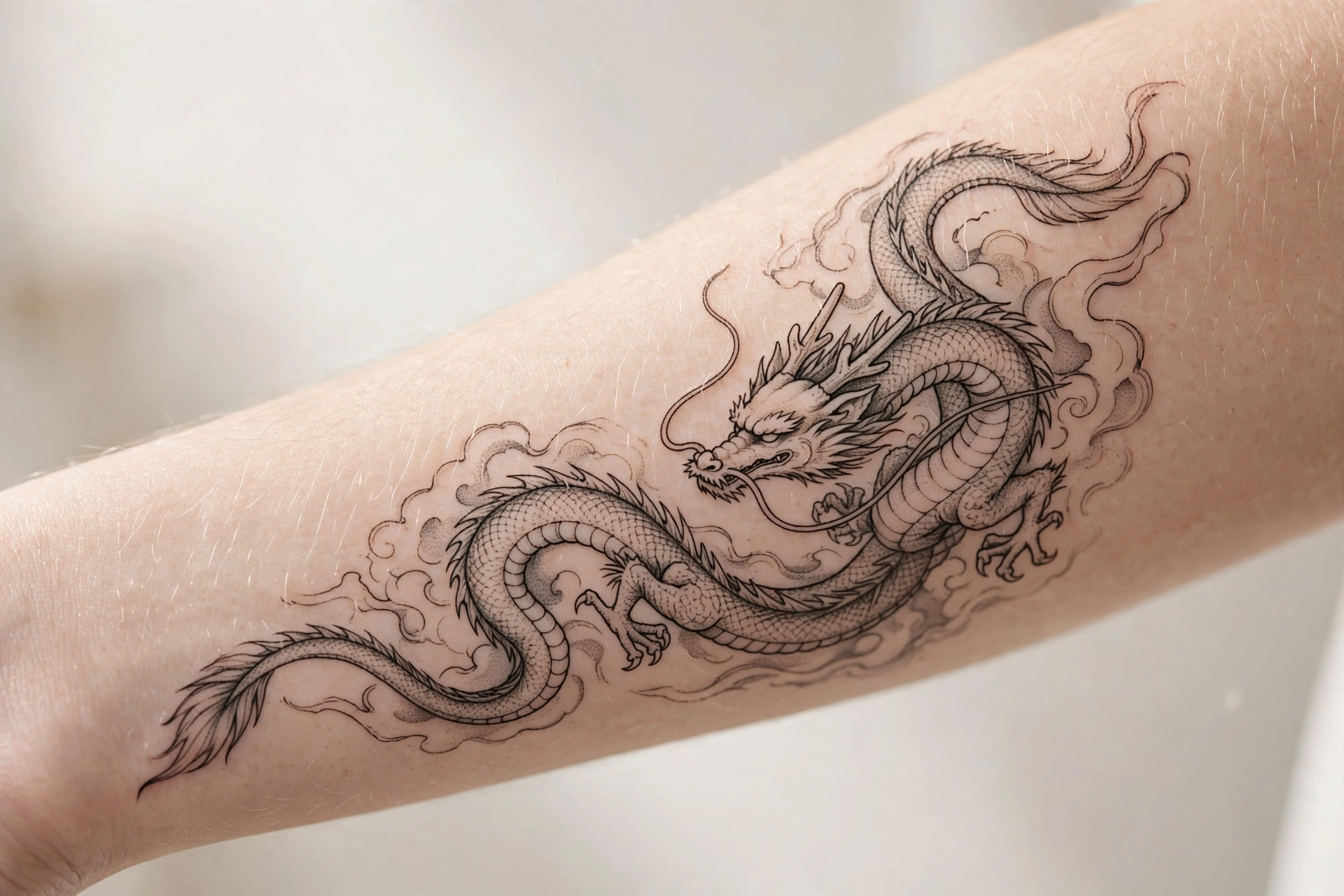 Lace cuff tattoo at the wrist flowing upward onto a woman's forearm