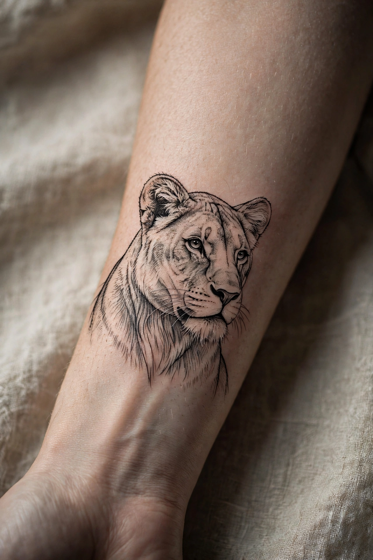 Ocean waves wrapping fully around a woman's forearm band tattoo