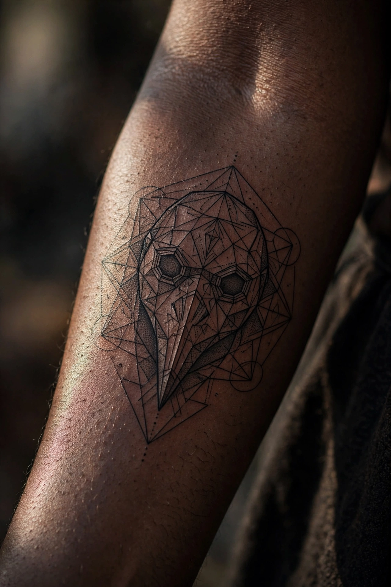 Medieval plague doctor mask gothic tattoo with beak