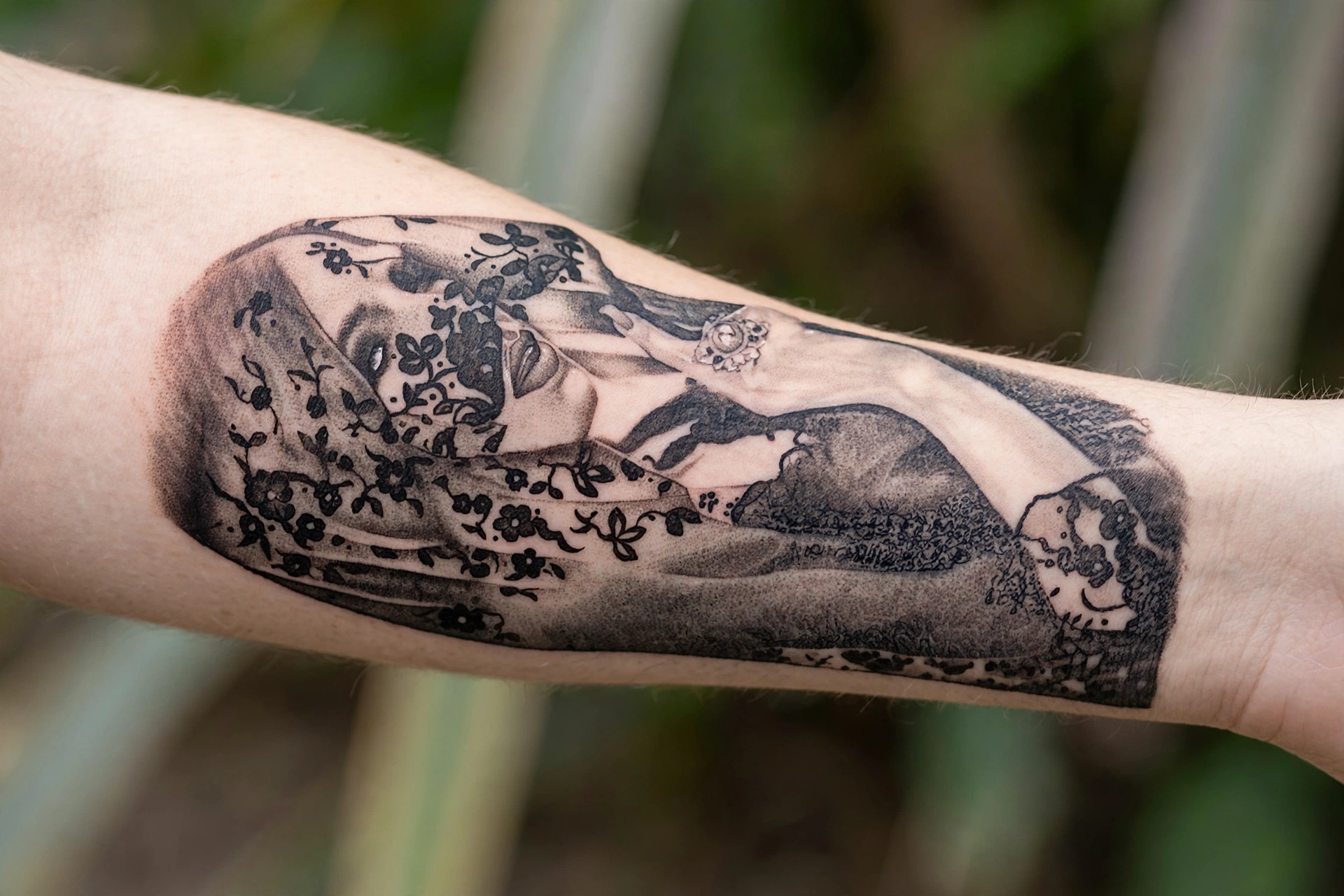 Victorian widow's veil gothic tattoo draping design