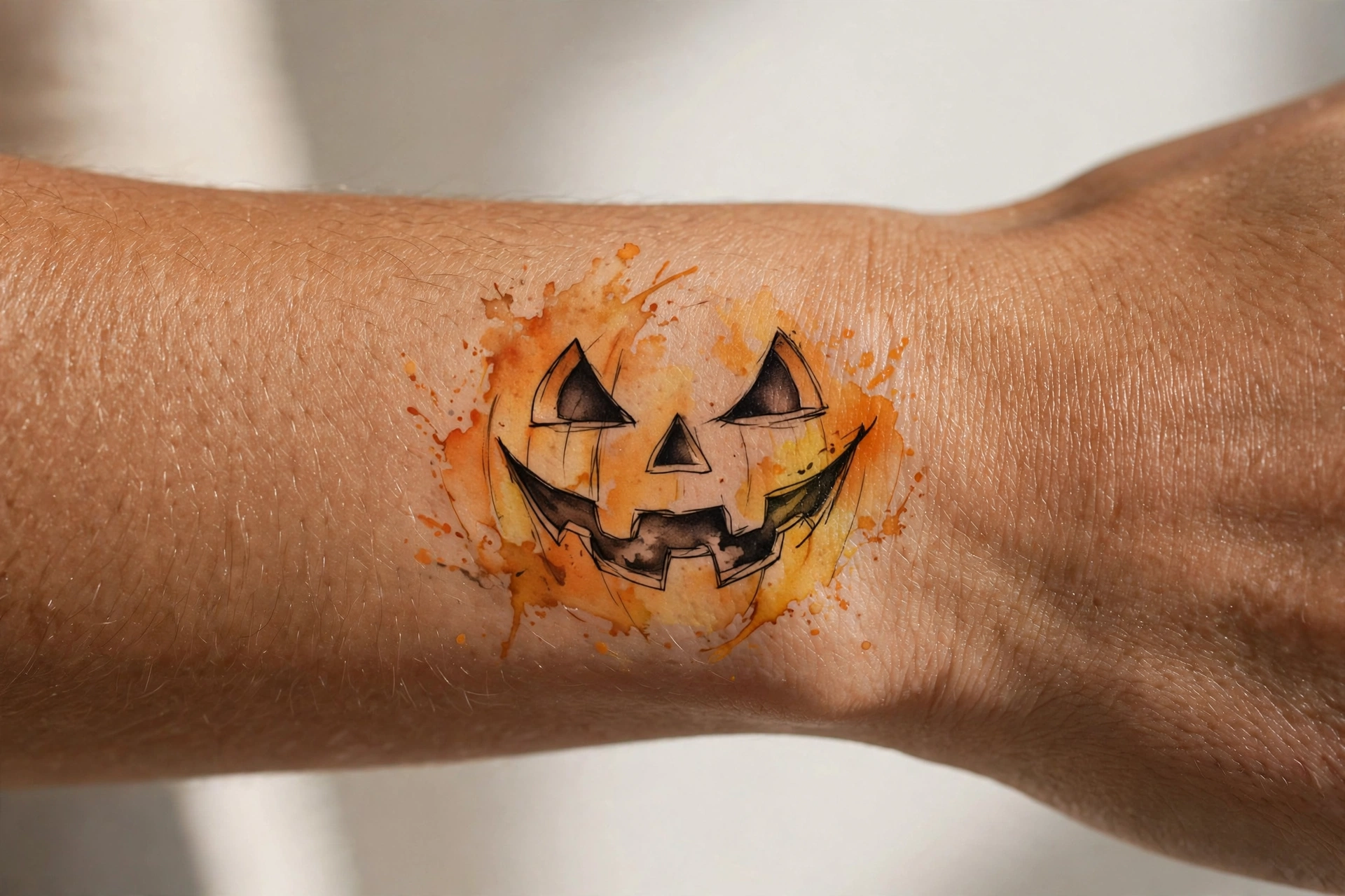 Grinning jack-o-lantern pumpkin tattoo design